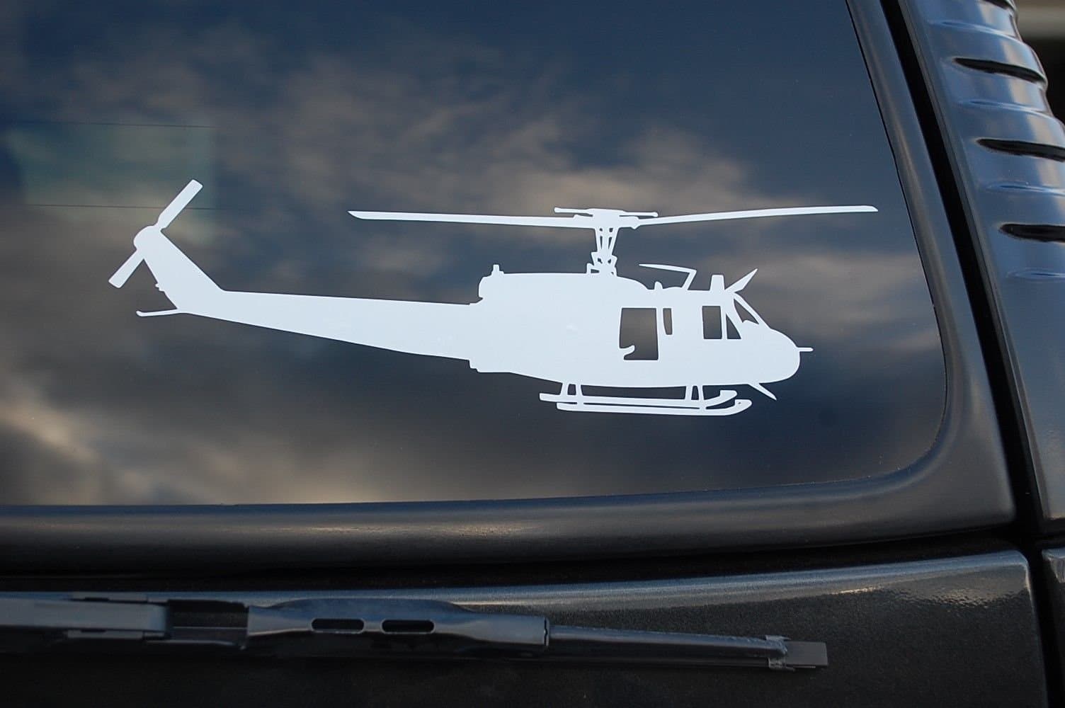 Five Star Graphics Huey Helicopter Vinyl Sticker Pilot Wall Art Deco Car Window Choose Size (V419) (6" x 2", White)