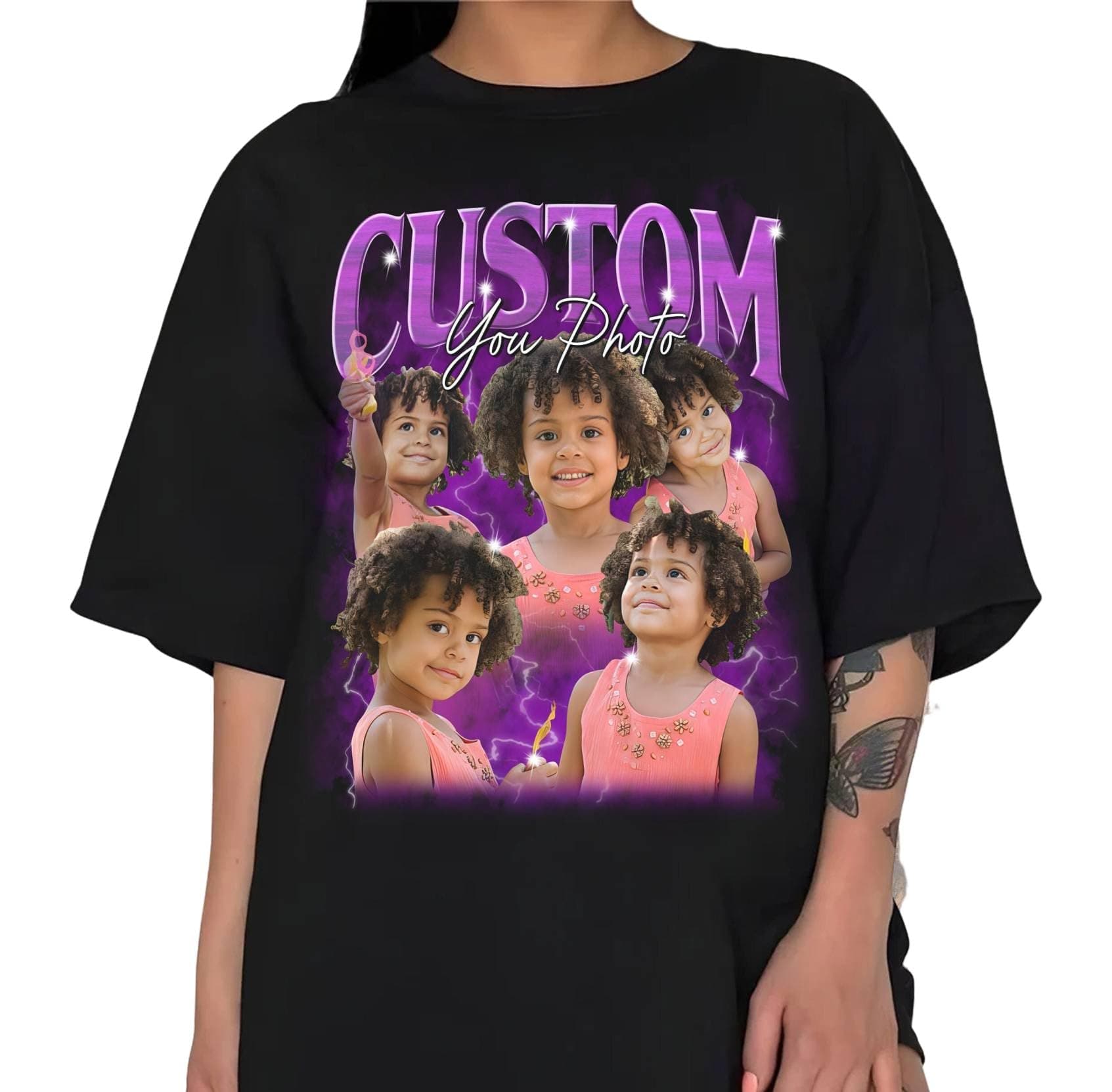 Custom Your Own Bootleg Rap Shirts, Custom Text Shirt Photo Vintage T-Shirts, Customa Bootleg Personalized Tee, Custom Graphic, Black