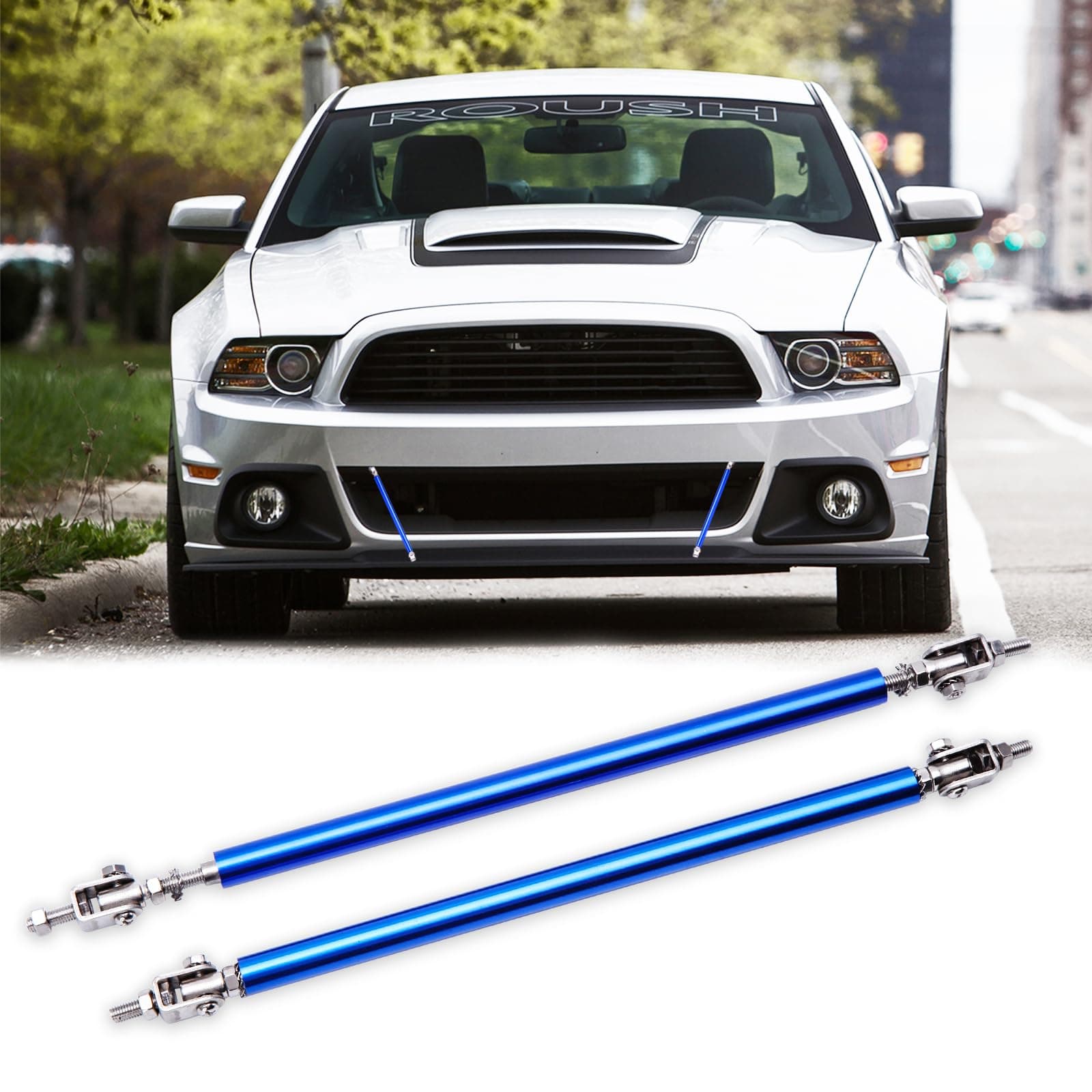 2PCS 8"-11" Adjustable Front Bumper Lip Splitter Diffuser Strut Rod Universal Bumper Lip Support Rods Compatible with Most Car Vehicles (Silver)