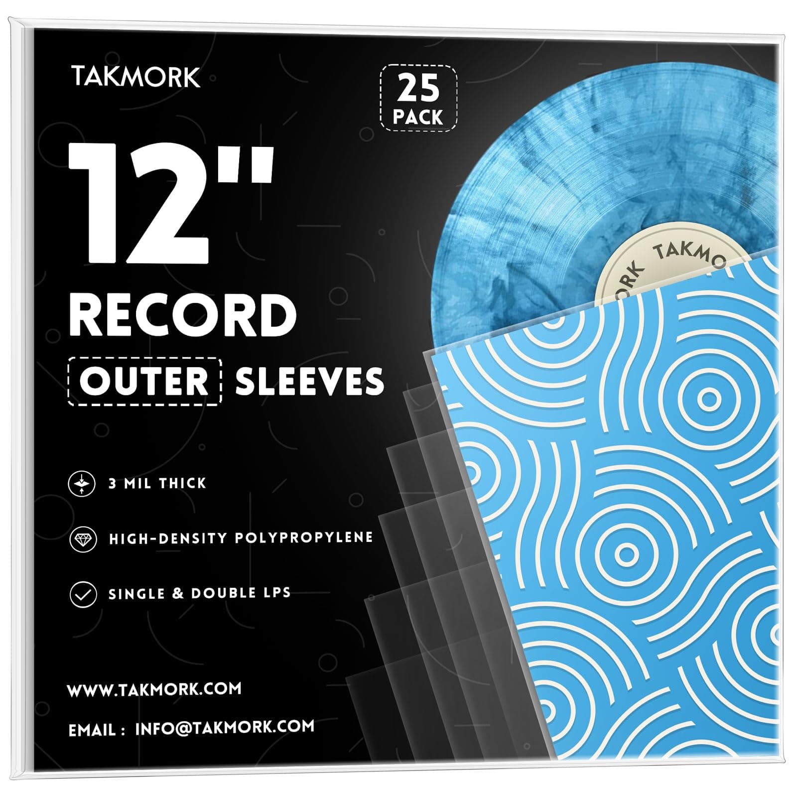 Vinyl Album Covers: 12" LP Vinyl Record Protective Sleeves | Crystal Clear & Durable 3 Mil Thick Record Outer Sleeves, 25 Pcs