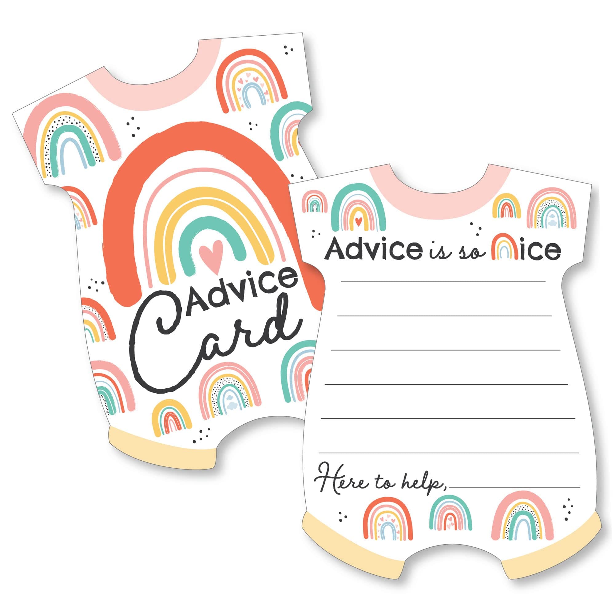 Big Dot of HappinessHello Rainbow - Baby Bodysuit Wish Card Boho Baby Shower Activities - Shaped Advice Cards Game - Set of 20