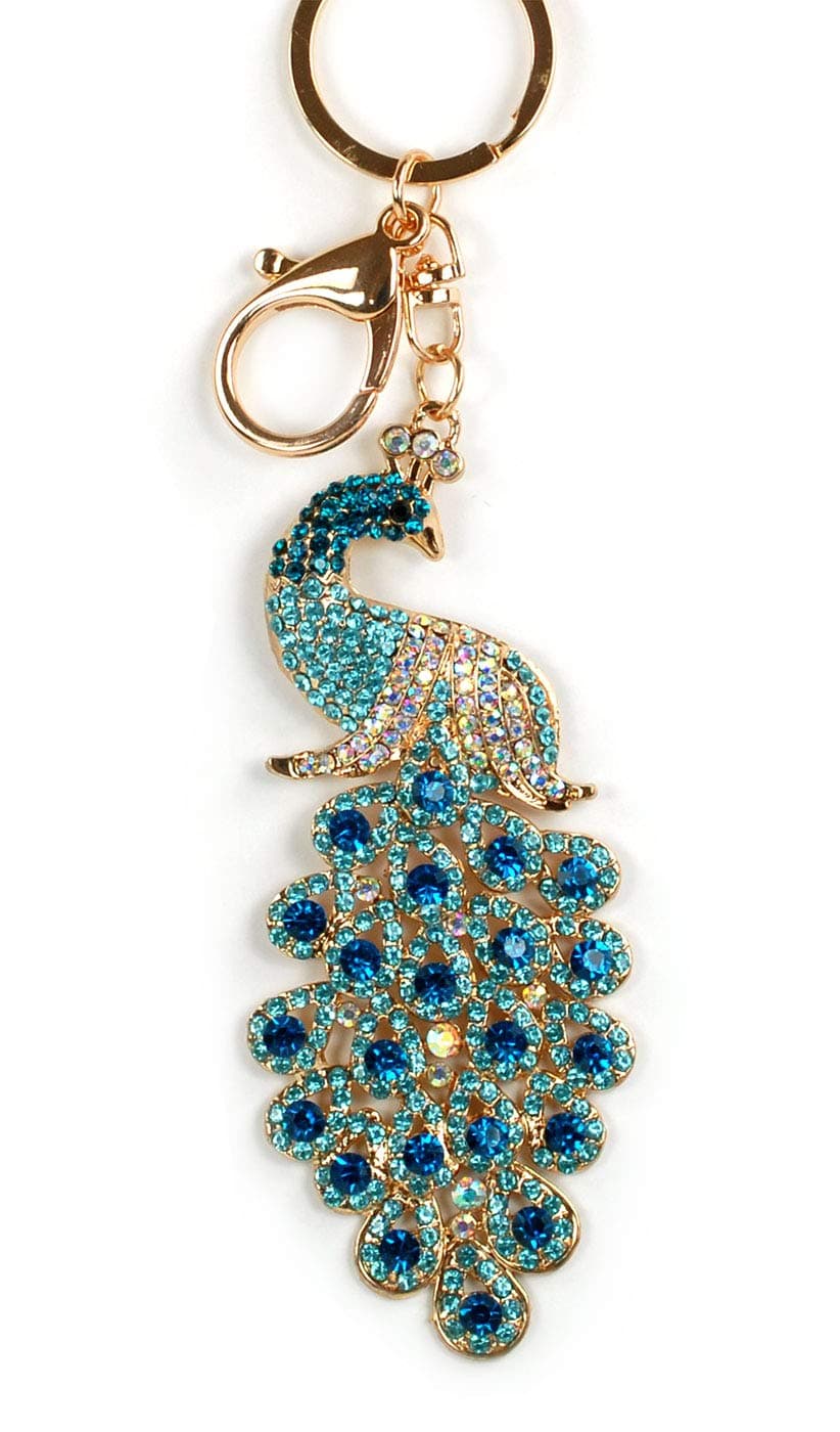 Bird Flamingo Parrot Owl Hummingbird Rhinestone Keychain Crystal Handbag Key Charm Ring Chain
