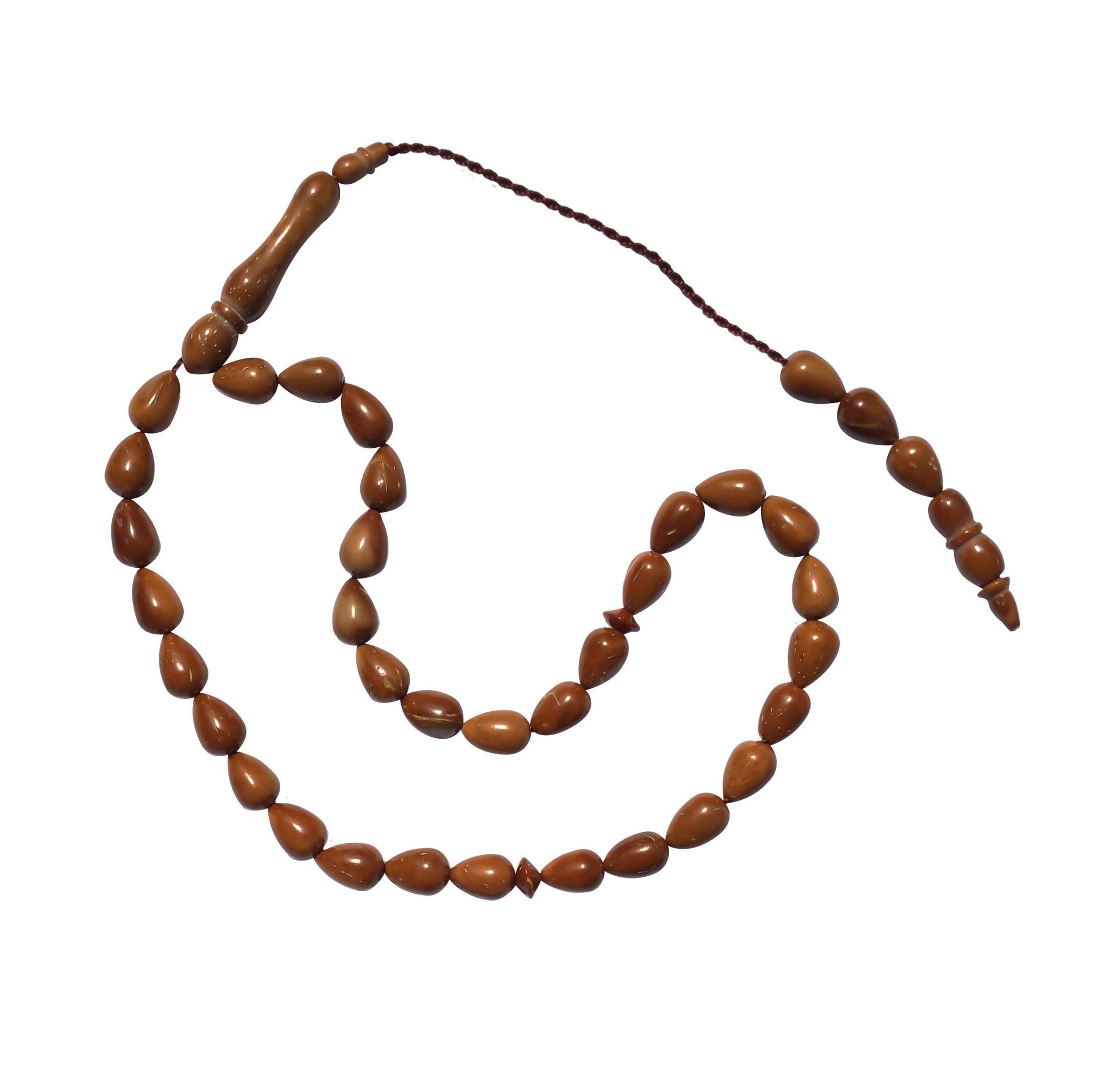 TheTasbih Small Kuka Tesbih Islamic Prayer Beads 6.5x9-mm Pear-shaped Natural Color Genuine Turkish Style Sibha