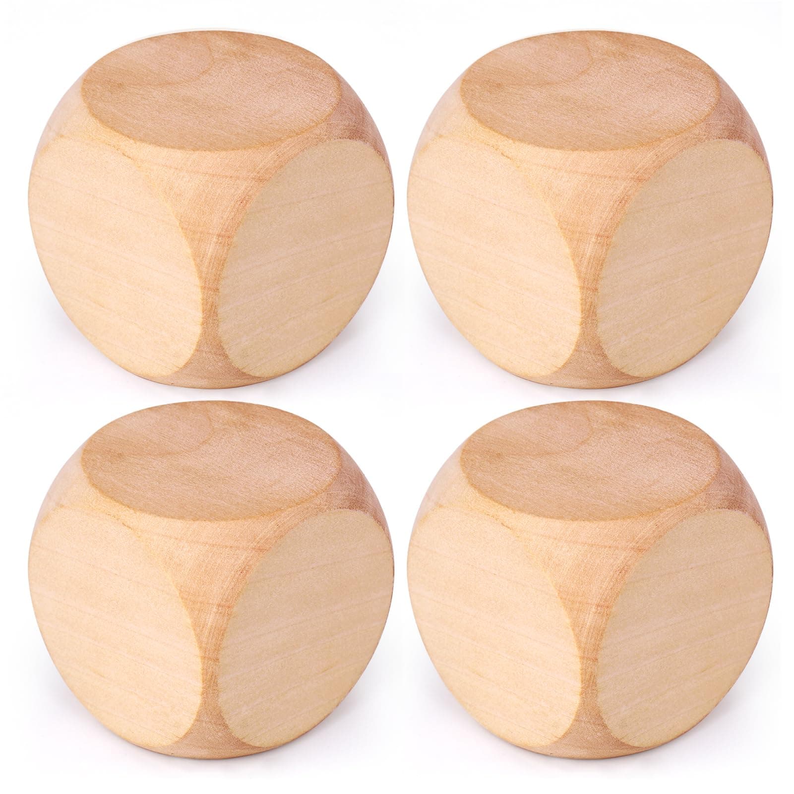 Mity rain 4PCS Lotus Wood Dice, Dice Set for DIY Date Night Dice/Game Dice/Food Dice/Alphabet/Numbers or Puzzles, Rounded Corner Handmade Crafts