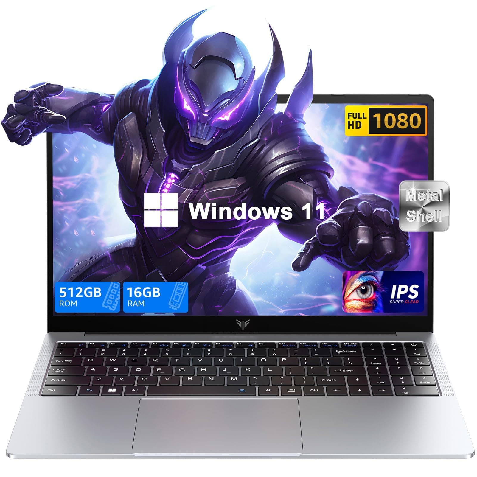 KAIGERR Laptop, 2025 Laptop Computer with Intel Quad-Core Processor(Up to 3.6GHz), 16GB DDR4 512GB SSD, Windows 11 Laptop, 16.0" IPS 1080P, Metal Shell, USB3.2, Long Battery Life