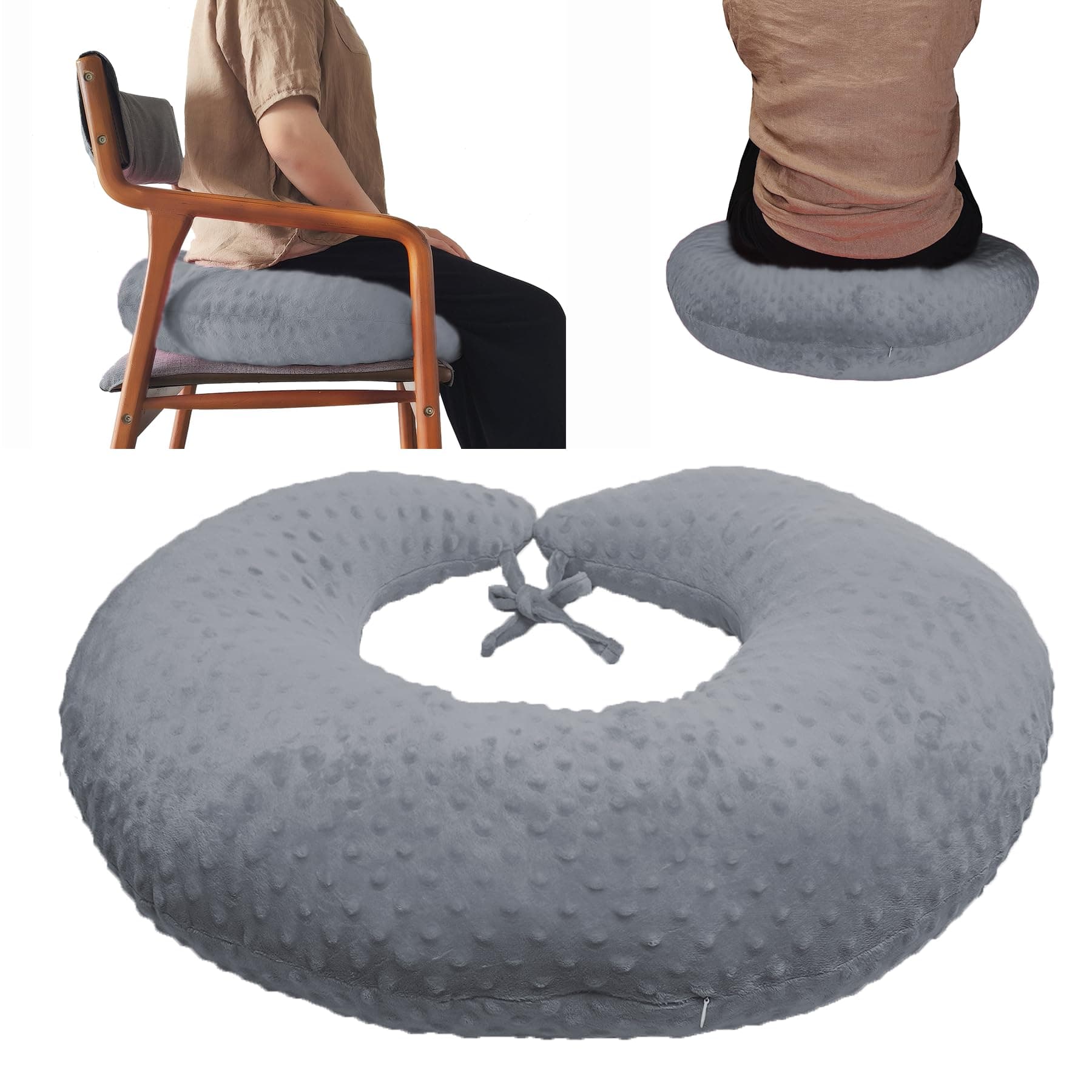 coceyeseBBL Pillow After Surgery for Butt Sleeping, Brazilian Butt Lift Pillow Post Surgery Recovery for Sitting Sleeping Driving Donut Pillow for Woman Lumbar Back Cushion Seat Foam (Grey)