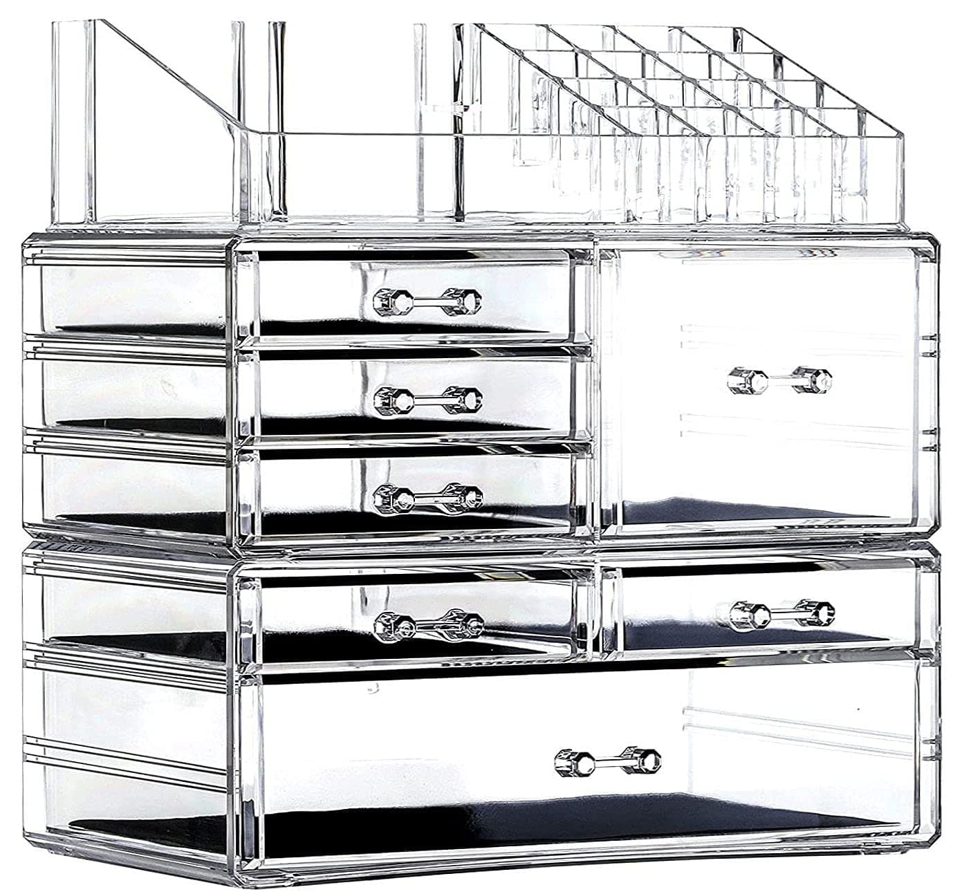 Cq acrylic Clear Makeup Storage Organizer Drawers Skin Care X Large Cosmetic Display Cases Stackable Storage Box With 7 Drawers For Dresser,Pack of 1