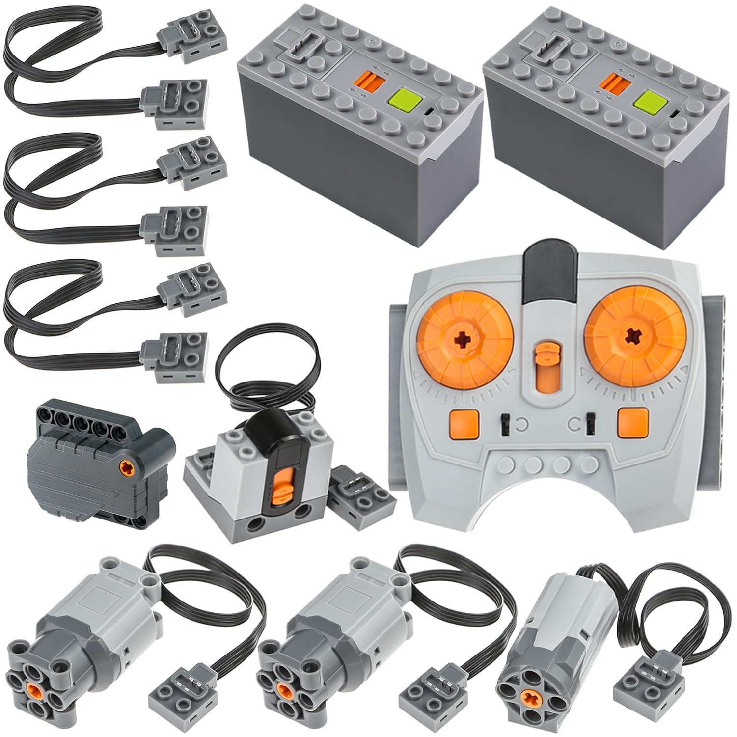 11pcs Power Function Motor Set, Compatible With Technic-Motor Kit, Including M/L-Motors AA-Battery-Box Remote-Control Pull-back Motor for MOC Building Block.