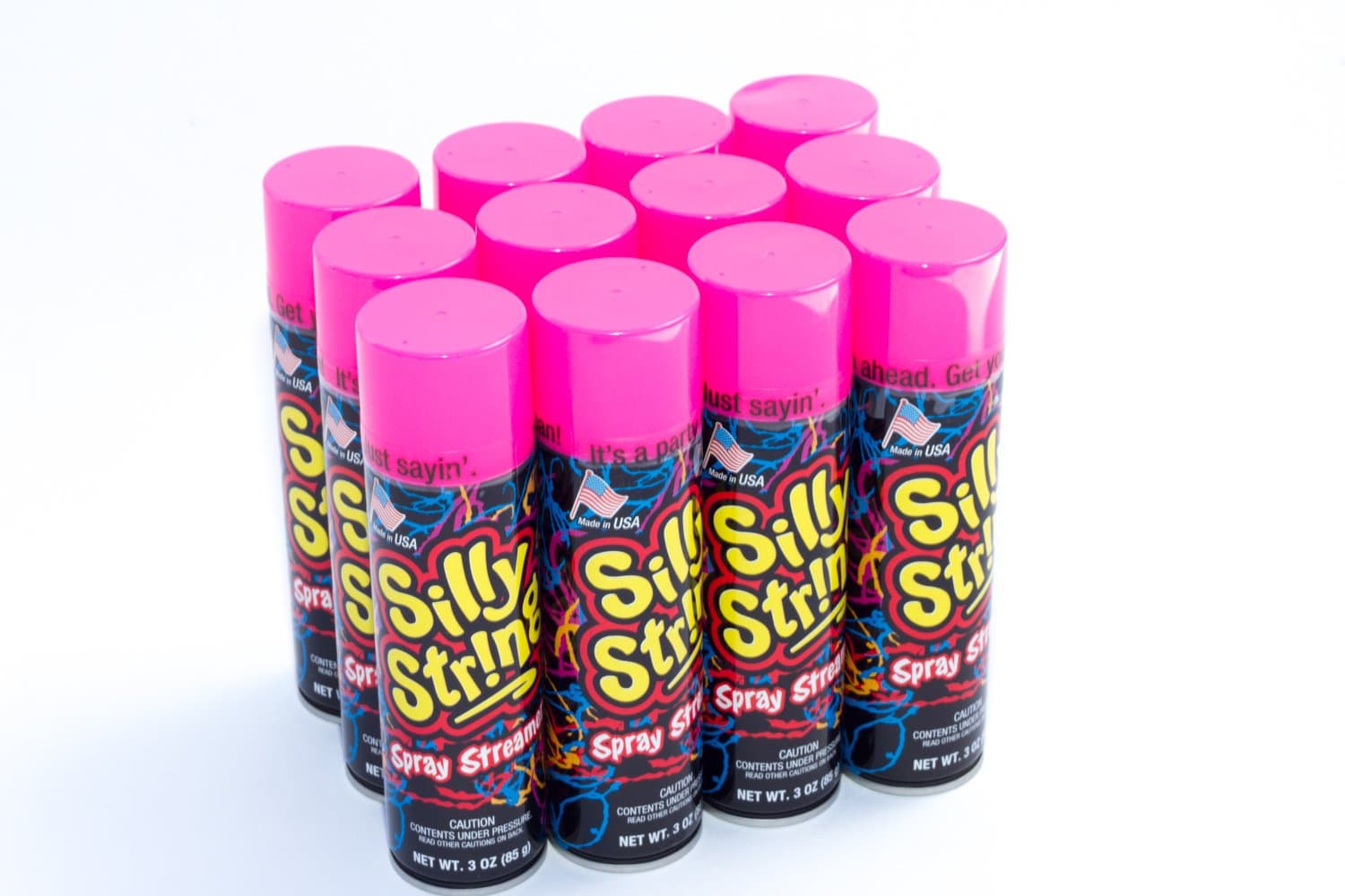 Gender Reveal Baby Shower Party Streamers - 12 Pack (3 Ounce Cans) (PINK)