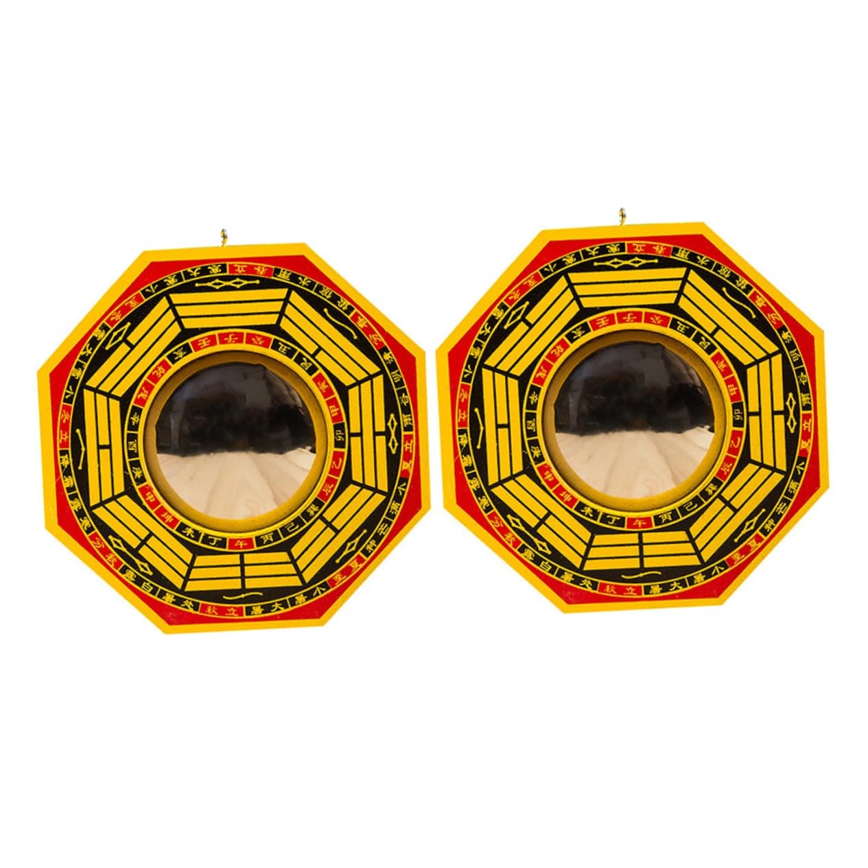 Zerodeko 2pcs Gossip Mirror Office Decor Bagua Mirror Decor Wall Pendant Fengshui Wall Mirror Temple Decor Bagua Mirror Pendant Feng Shui Mirror Chinese Style Glass