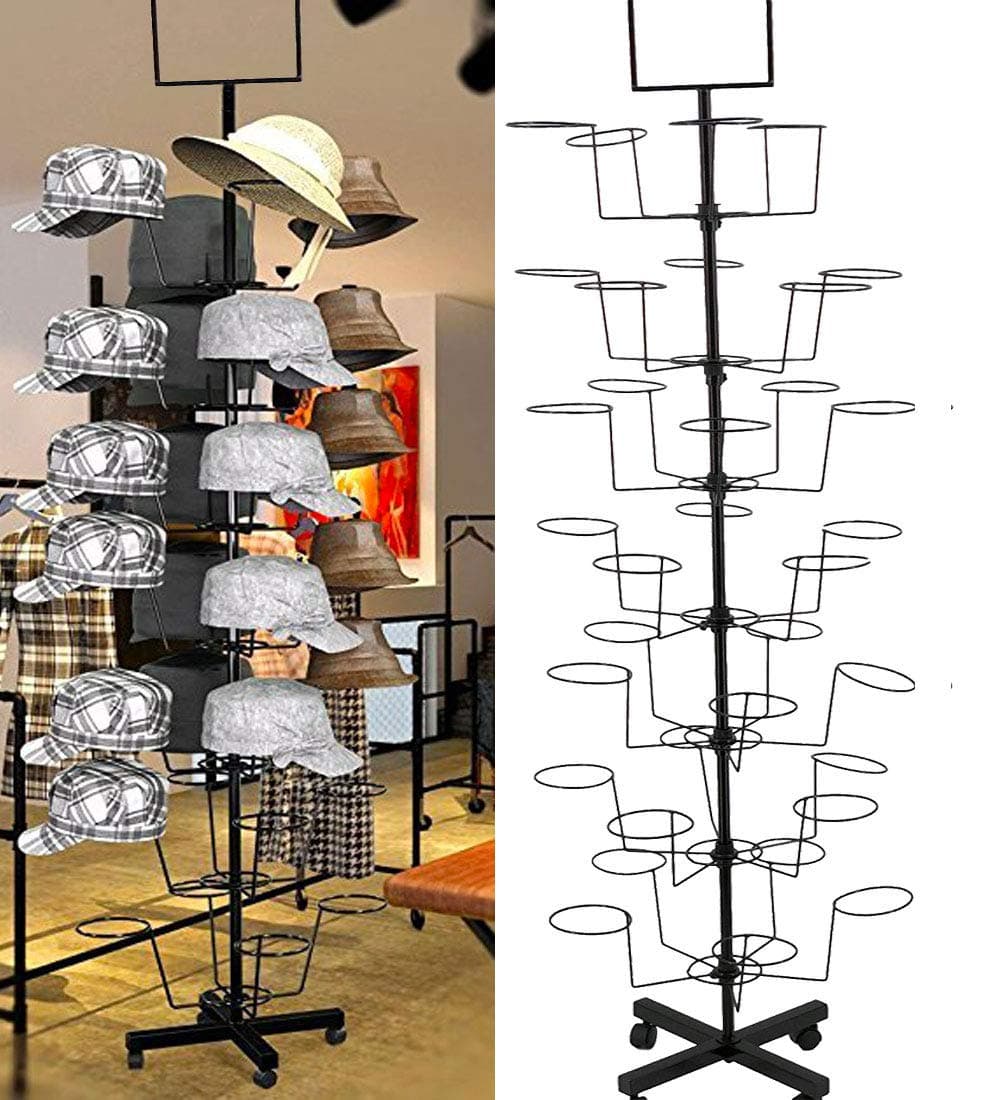HAT DISPLAY - HAT RACKS - Winter, Baseball, Cowboy, Womens, Mens, Baby - HARD DURABLE HAT STAND RACK - 7 TIER 35 HATS