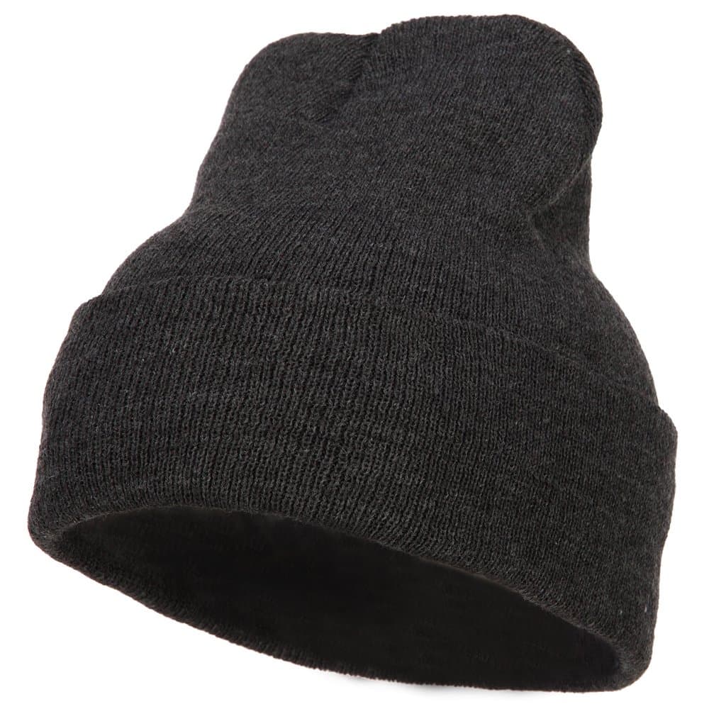 e4Hats.comMG 12 Inch Long Knitted Beanie - Heather Charcoal OSFM