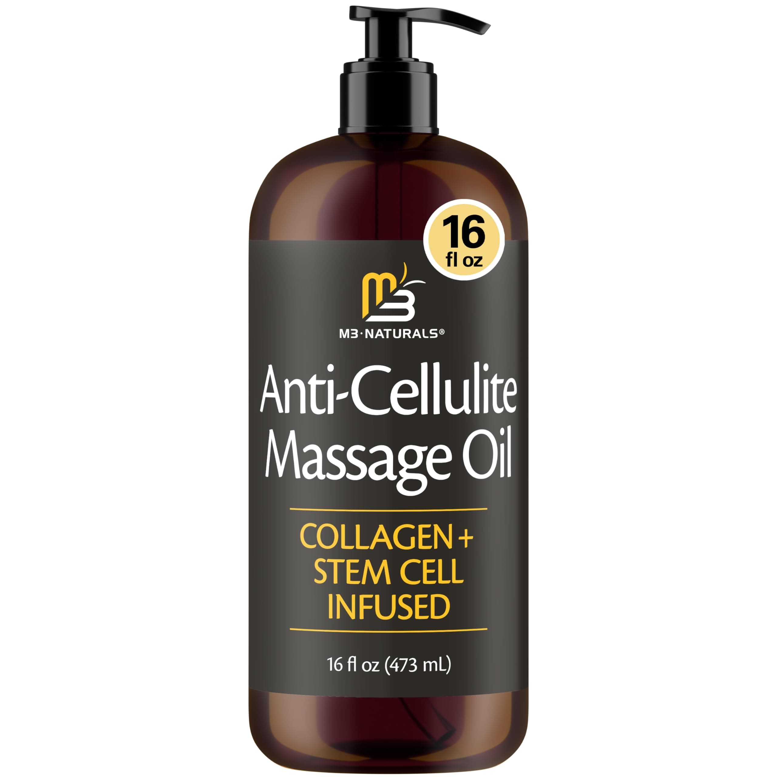 Firming Body Massage Oil with Collagen & Stem Cell – Helps Smooth The Appearance of Cellulite & Improve Skin Texture – Refreshing Aromatherapy Body Oil for Legs & Full Body – 16 Fl Oz