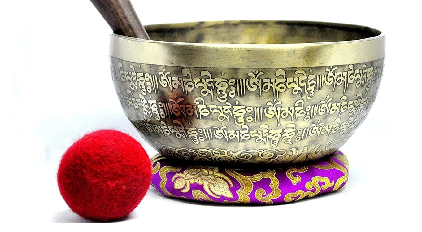 8.5 inches Fine Mantra carved singing bowl-Om Mane Padme Hum, handmade singing bowl from Nepal