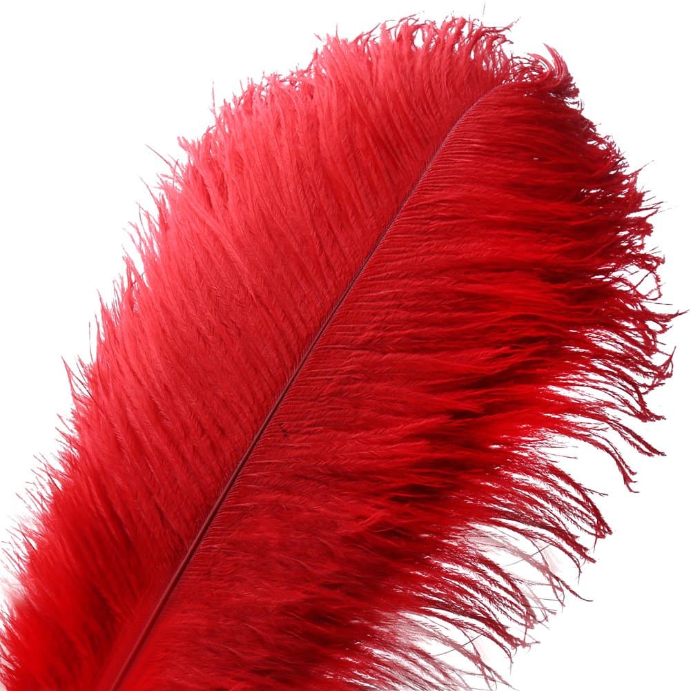 10pcs Natural Ostrich Feather Craft 16-18inch(40-45cm) Plume for Wedding Centerpieces Home Decoration (40-45cm,Red)