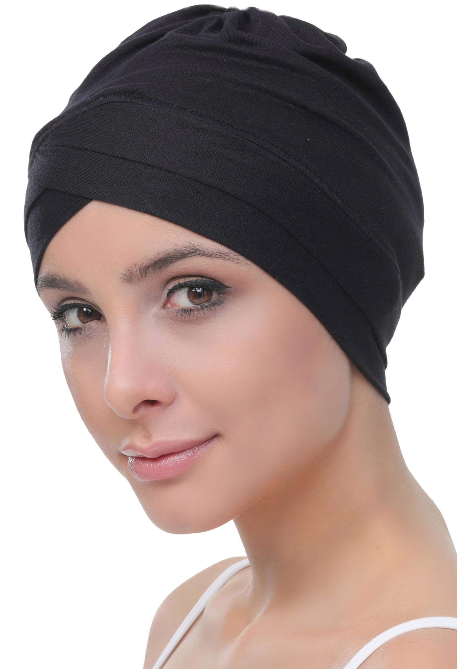 Deresina W-Front Bamboo Chemo Cap for Women – Soft Breathable Turban Headwear for Hair Loss & Alopecia, Comfortable Head Covering