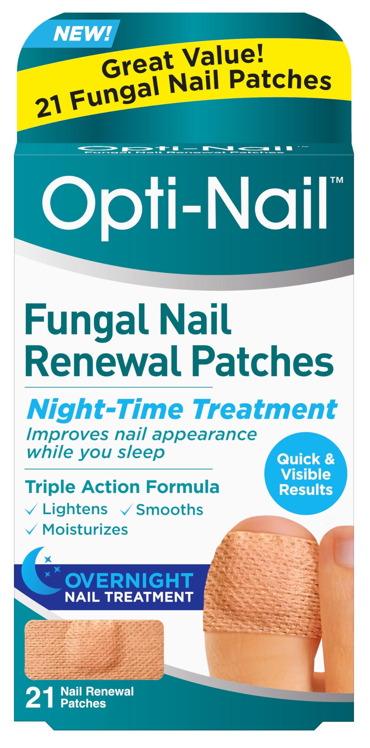 Fungal Nail Renewal Patches - 21 Patches, Night-Time Treatment Improves Nail Appearance While You Sleep