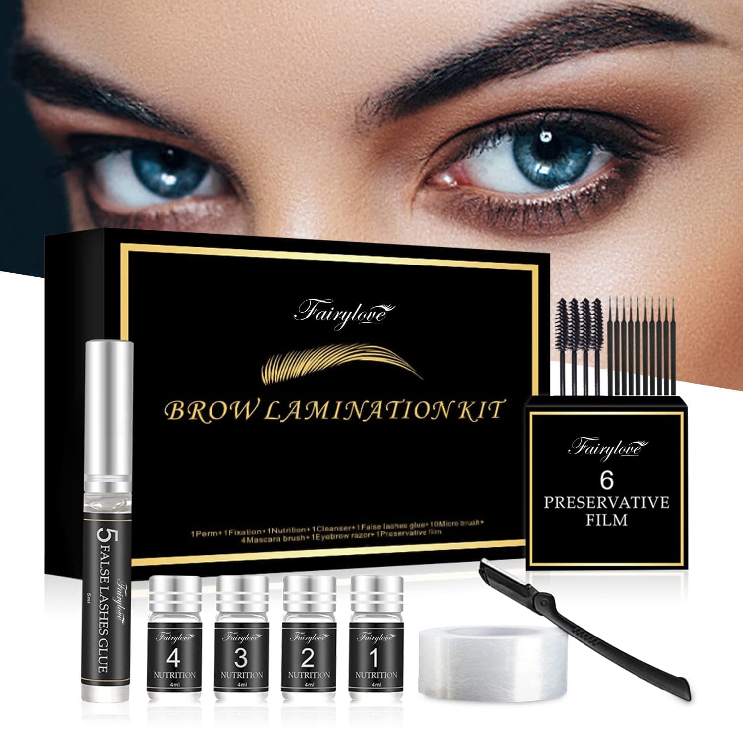 Brow Lamination Kit | Brow Lift Kit | Long Lasting Fuller Eyebrow Volume Eyebrow Lamination Kit | Brow Perm Kit Safe and Easy to Use at Home or Salon | Brow Brush And Micro Brushes Included (SET A)