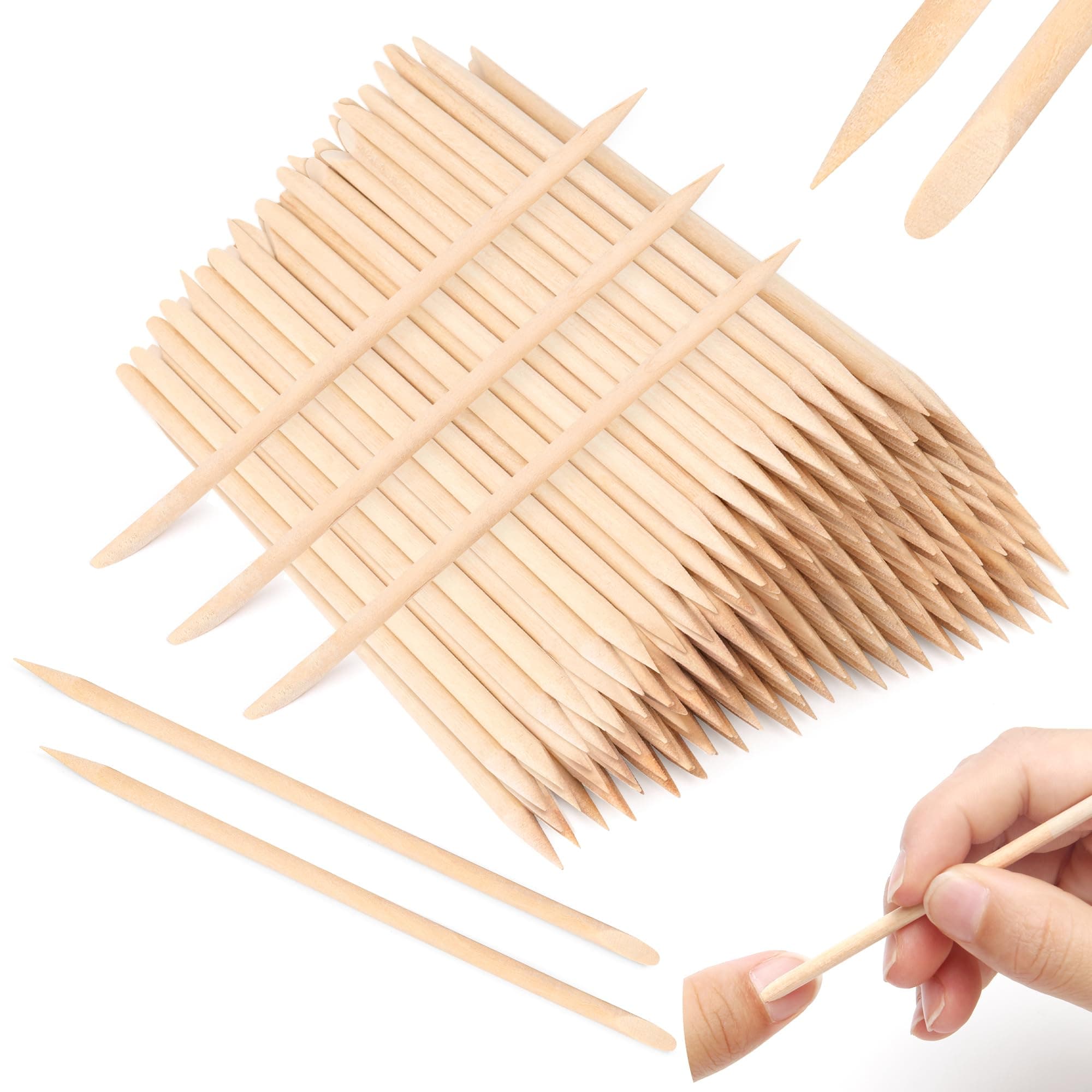 AHIER Orange Sticks for Nails,Wooden Cuticle Sticks, Manicure Sticks Pedicure Tool 110mm (50P)