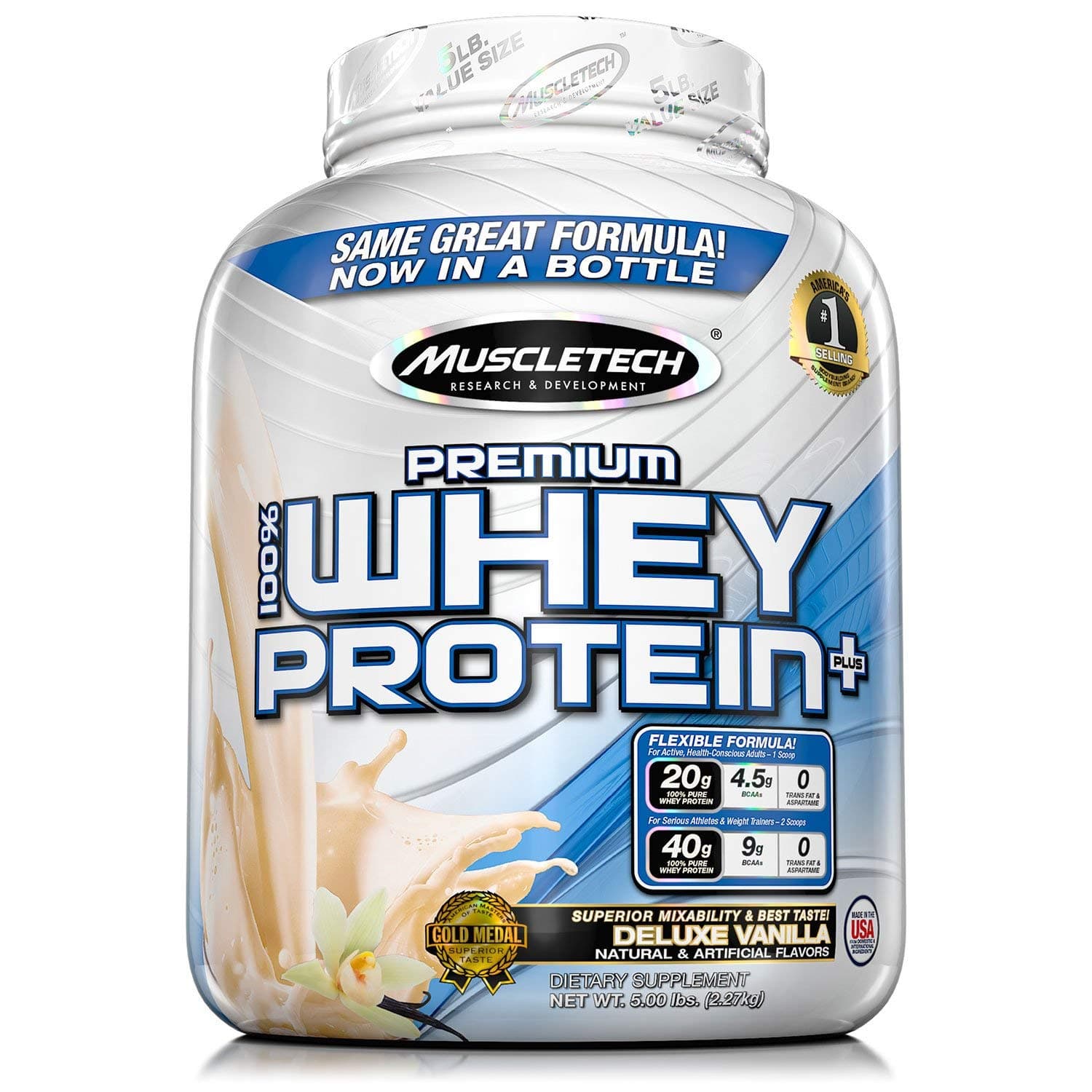 MuscleTech Premium 100% Whey Protein, Vanilla (5 Pounds)