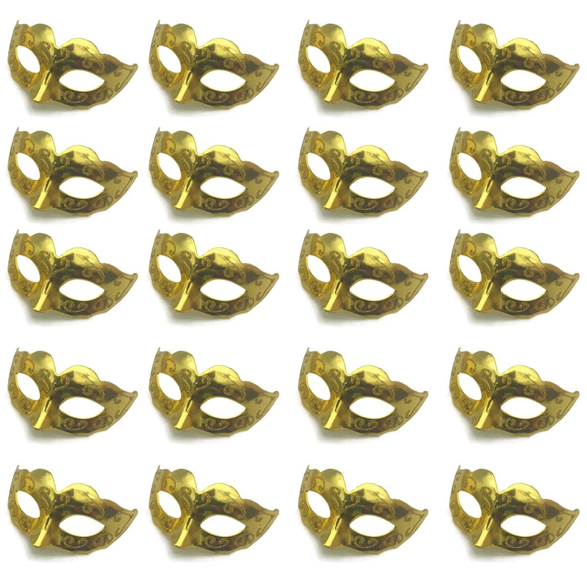BLUE GARLIC Mini Mardi Gras Mask 20pcs Venetian Mask Mini Masks Party Decoration New Year Birthday Luxury Table Centerpieces (PaintedGold-20pcs)