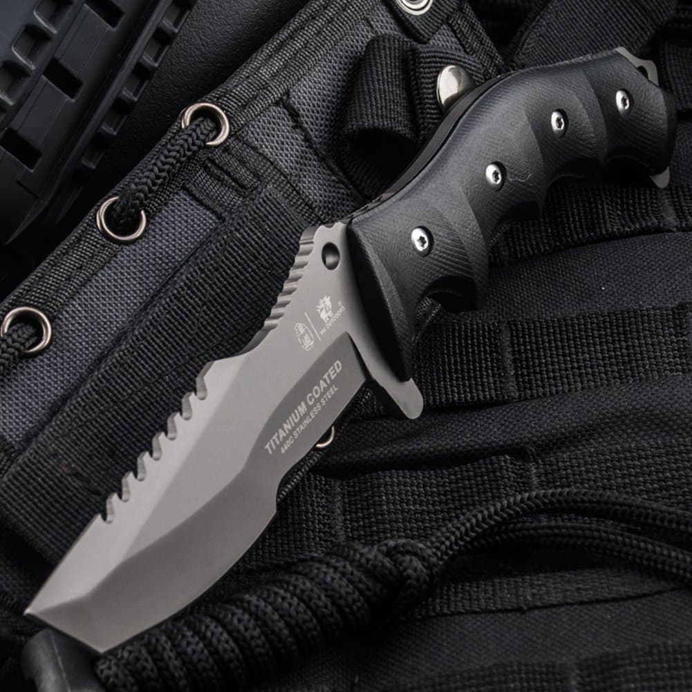 HX OUTDOORS - Fixed Blade Knives with Sheath,Tanto Blade Survival Knife,Special Forces Tactical Knife,Made of 440C Stainless Steel and a Ergonomic G10 Anti-Skid Handle (Seal)