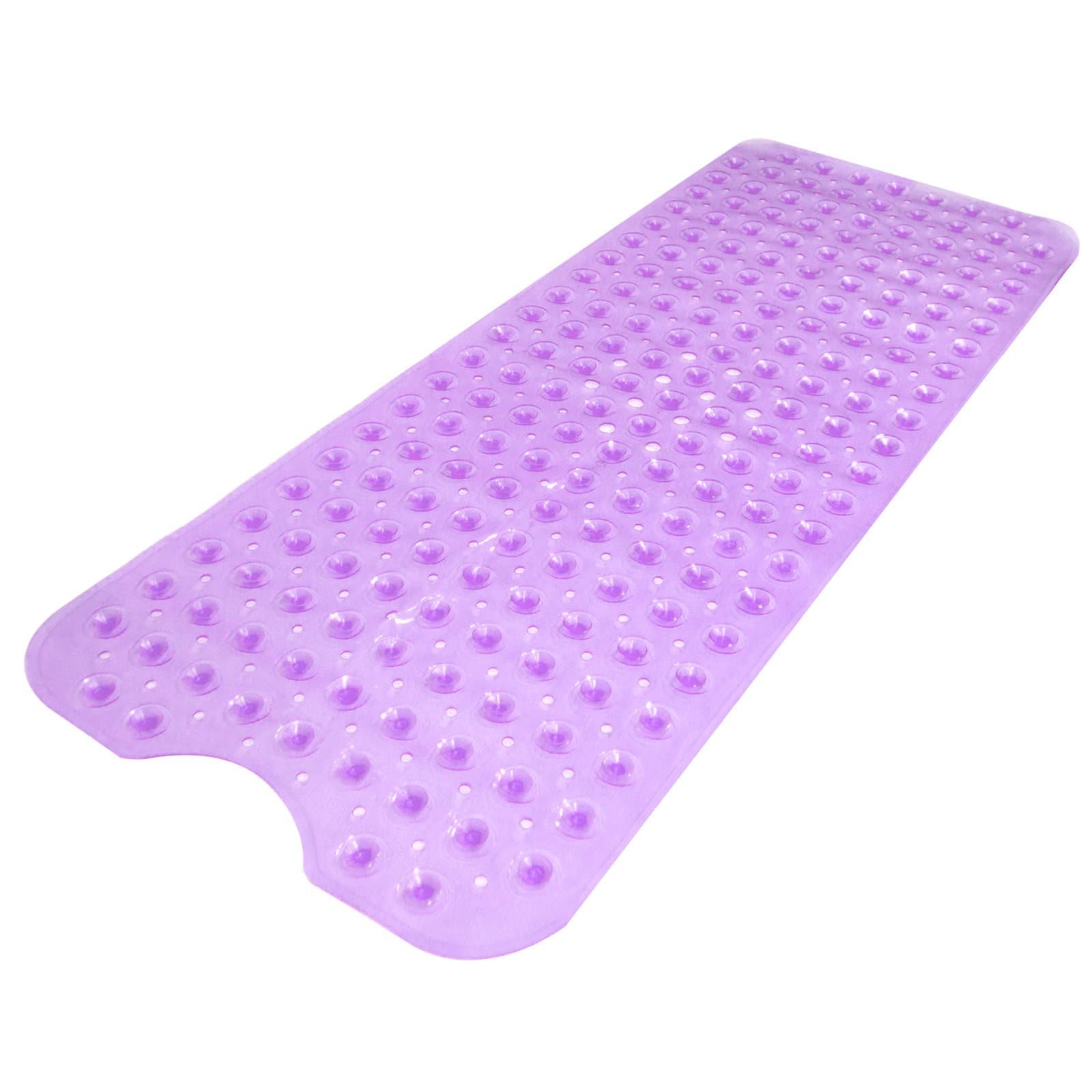 Non-Slip Extra Long Purple Bath Shower Mat | Safety Suction Grip | Machine Washable | 30% Longer | Antibacterial | Bathroom Tub Mat | Allergen-Free | Pukkr