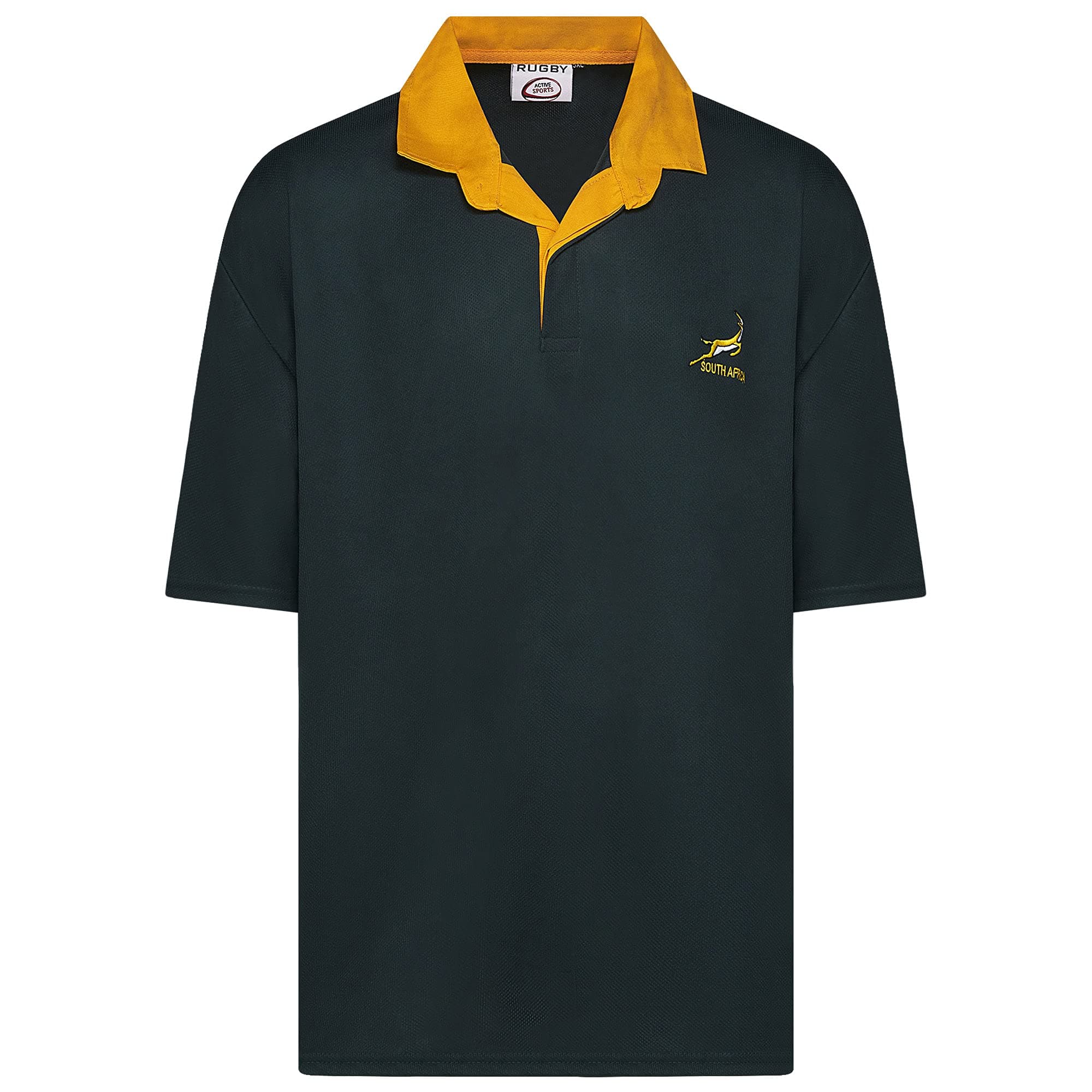 New Model UKRugby Half Sleeve Shirts with South Africa Embroidered Logo Size S to 5XL (Dark Green)