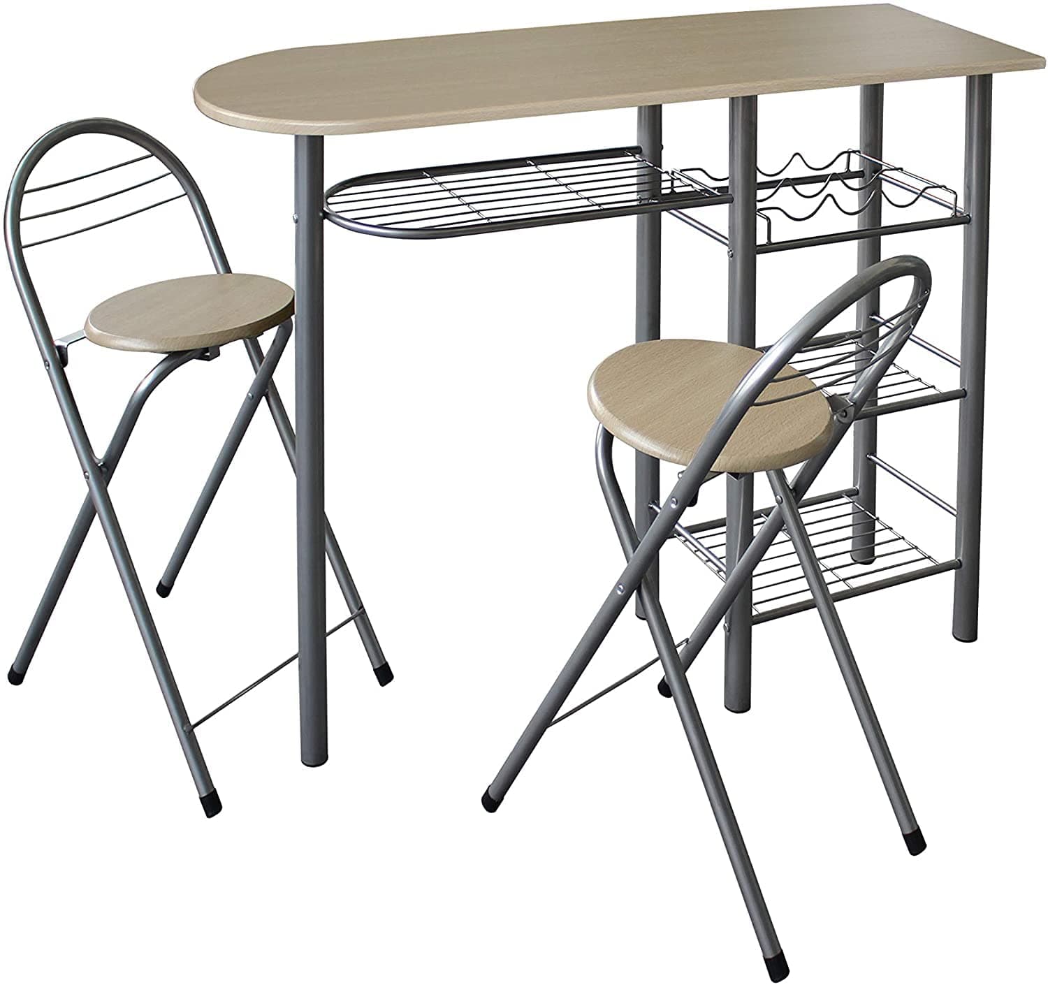 Dining Table and Chairs Set 2 Small Kitchen Breakfast Two Seater Compact Space Saver 3 Piece Dining Room Sets Modern Stools Storage Shelves Wine Rack