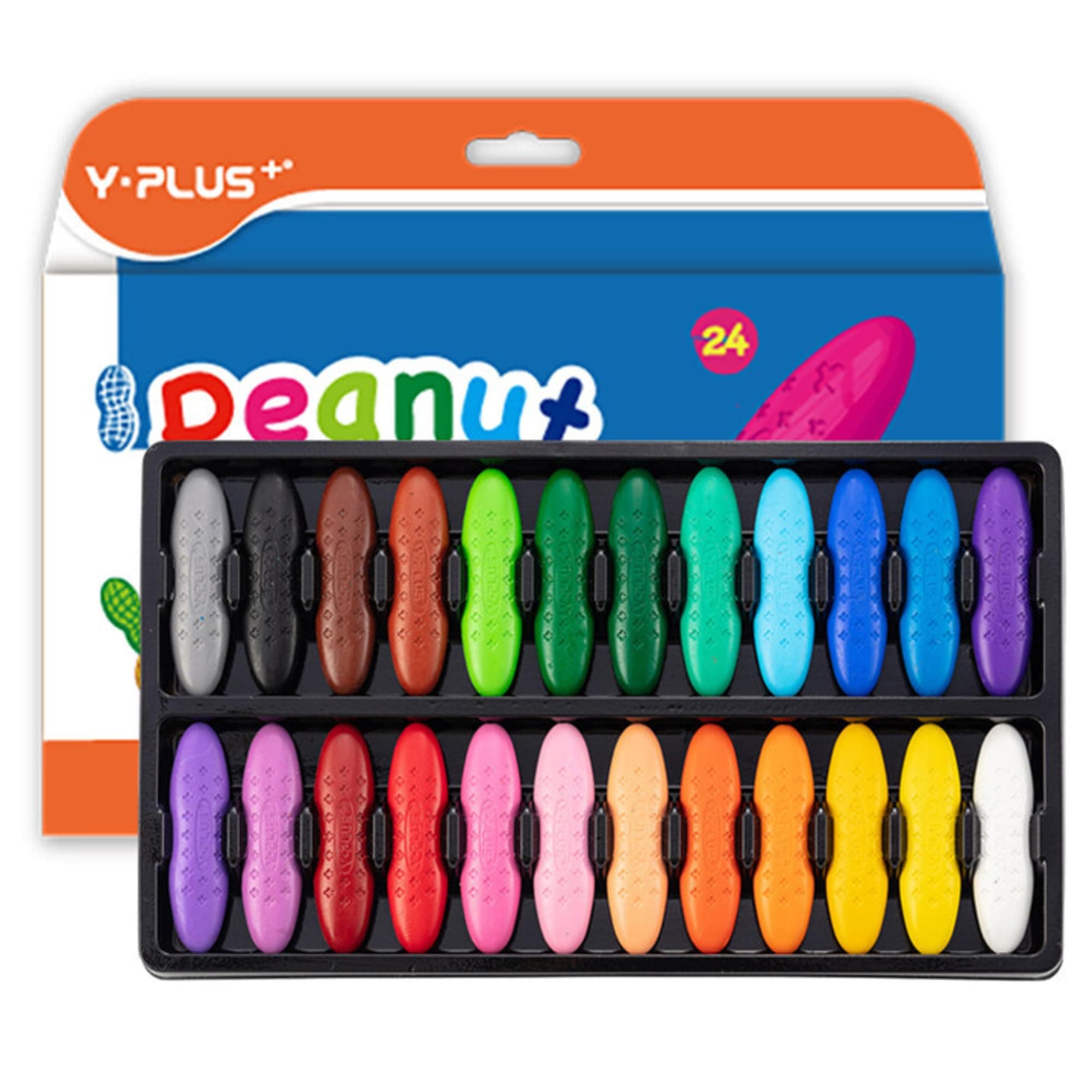 YPLUS Peanut Crayons for Kids, 24 Colors Washable Toddler Crayon, Non-Toxic Baby Crayons for ages 2-4, 1-3, 4-8, Coloring Art Supplies
