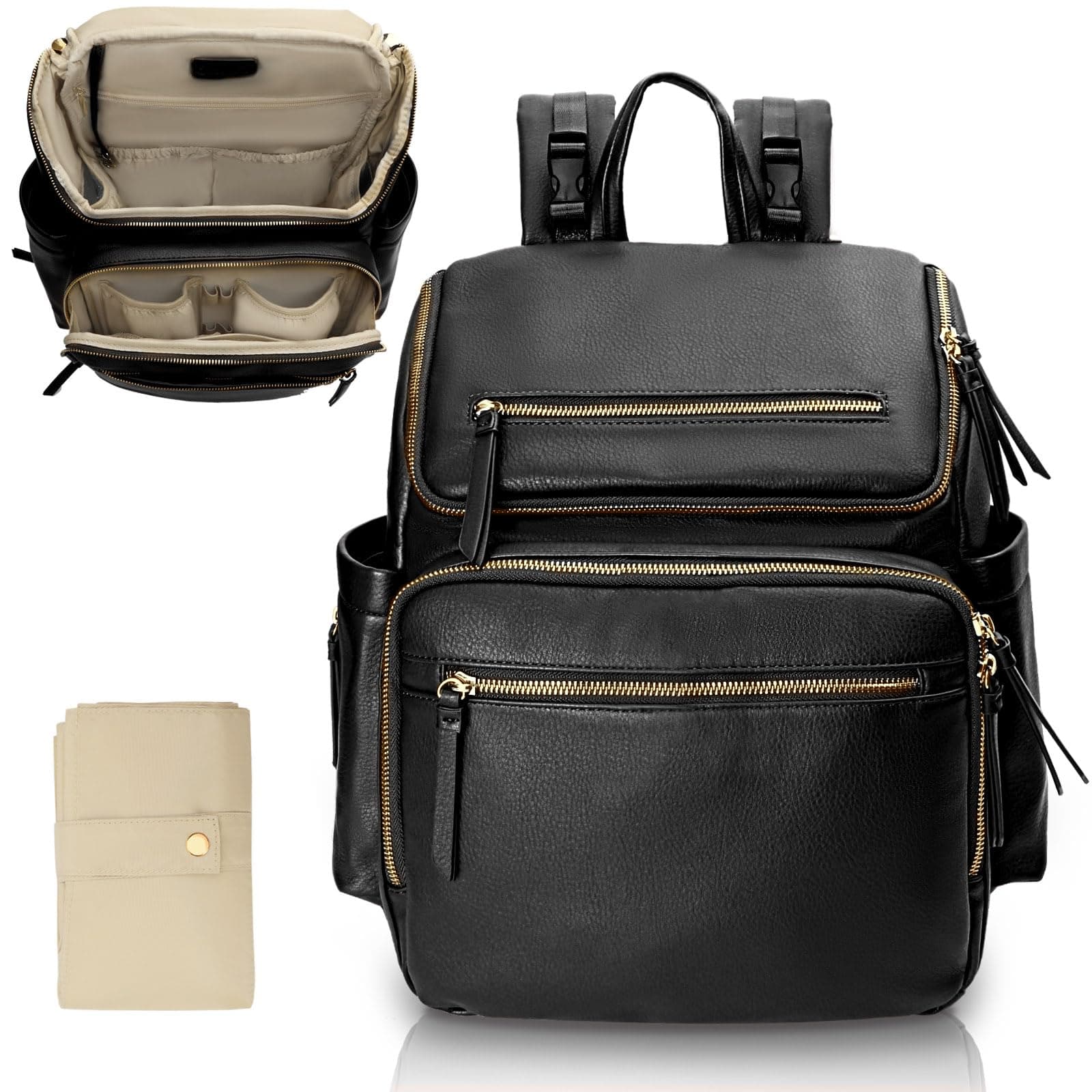 Diaper Bag Backpack Baby Diaper Bag Leather by Omanmoli with 17 Diaper Bag Organizing Pouches