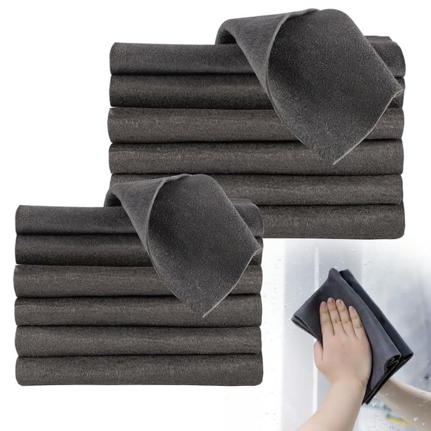 Yafe 10 Pcs Thickened Magic Cleaning Cloth(30 30cm/40 30cm), Streak-Free Reusable Microfiber Cleaning Towels, Rag Cleaning Cloths, Streak-Free & Lint-Free for Household, Kitchen, Car Glass, Grey