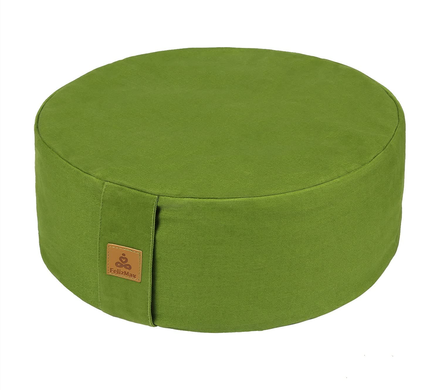 Zafu Buckwheat Meditation Cushion, Round zabuton Meditation Pillow, Yoga Bolster, Floor Pouf, Zippered Organic Cotton Cover, Machine Washable - 4 Colors and Large Small Sizes (Dark Green, 16" x16“x5)