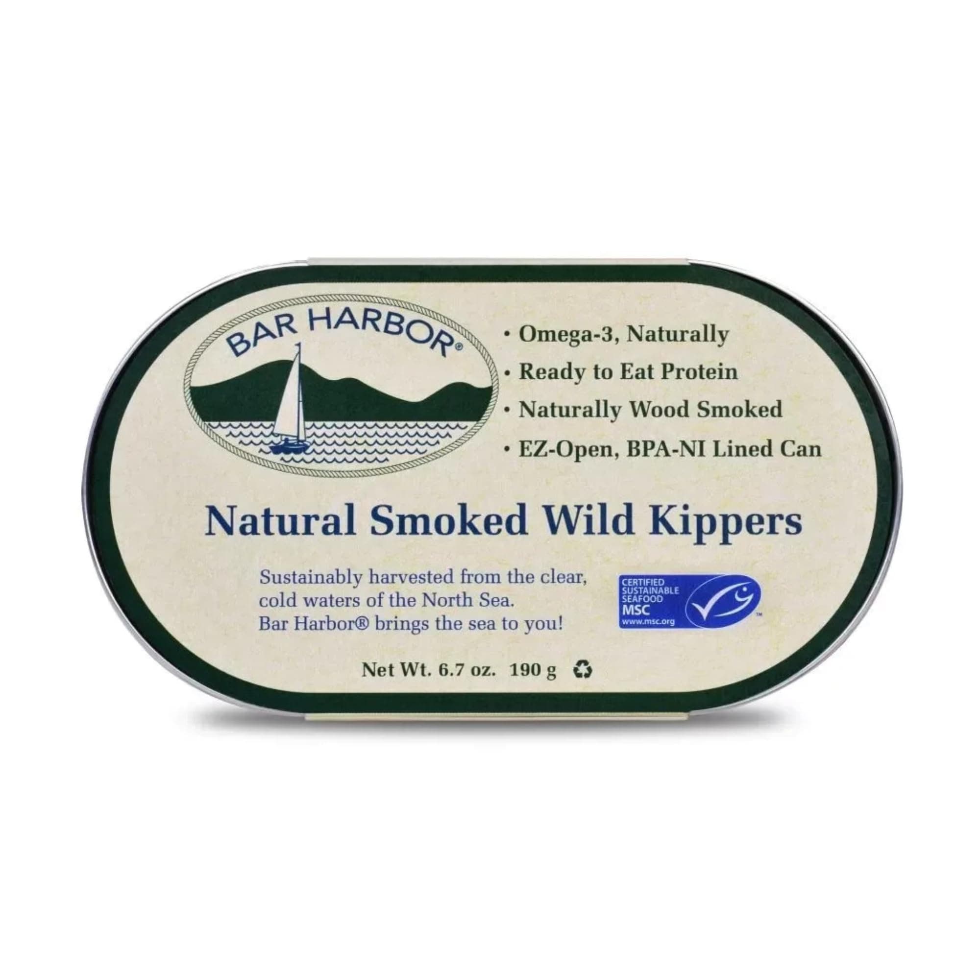 Natural Smoked Wild Kippers, 6.7 oz (190g) | Naturally Wood Smoked | Ready to Eat | Naturally Rich in Omega-3 | EZ-Open, BPA-NI Lined Can (Pack of 12)