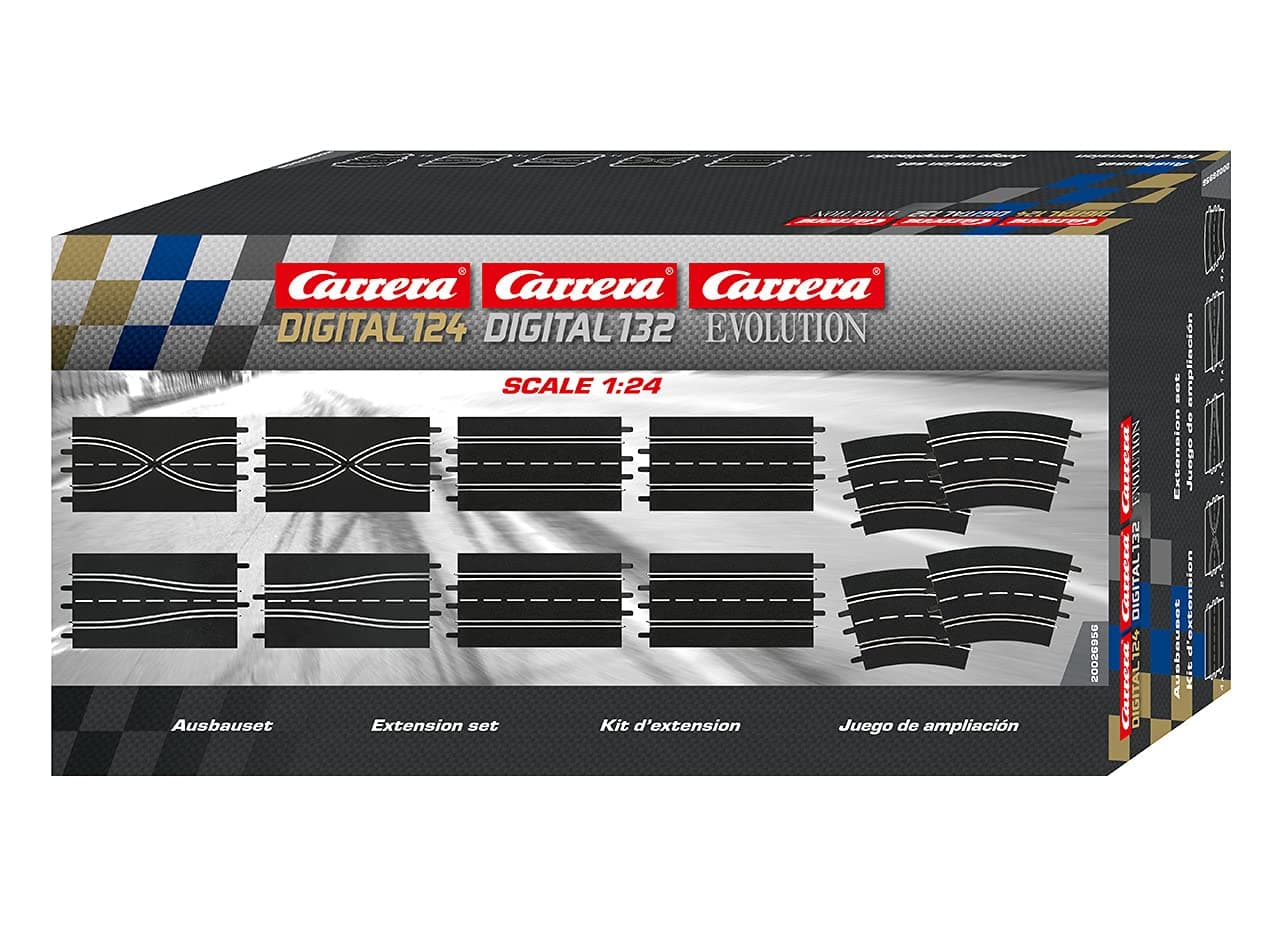Evolution Carrera 124 Scale Track Extension Set - Accessory Pack includes 12 Pieces - For Use With Digital 124, 132 and Evolution Carrera Slot Car Racetrack Systems, Large.