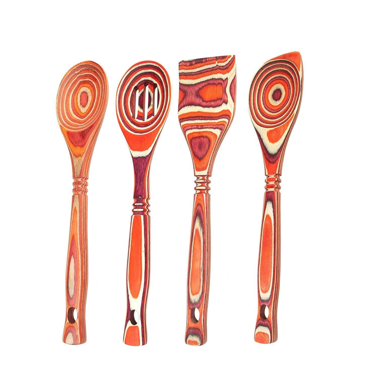 Island Bamboo White Pakkawood Wooden Spoon Set