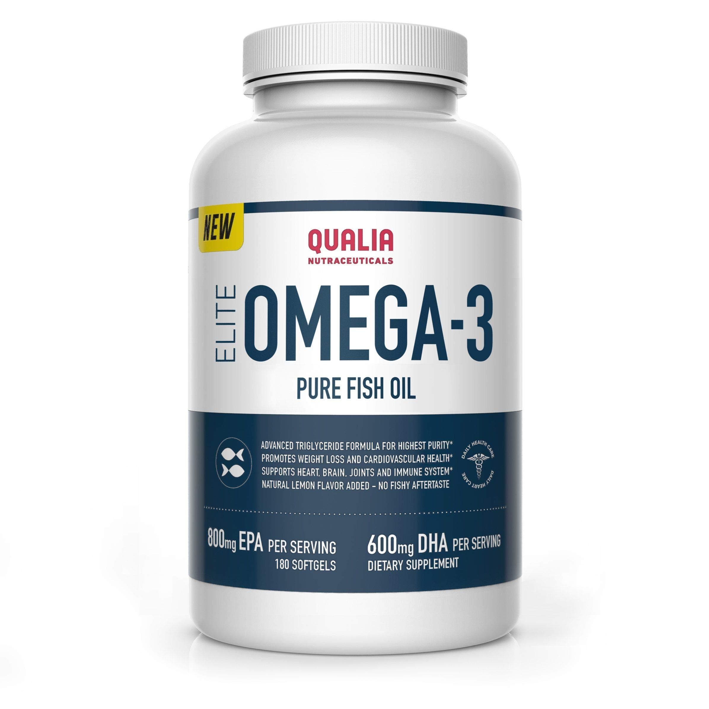 Qualia Nutraceuticals Elite Omega 3 Fish Oil Supplement - 180 Capsules