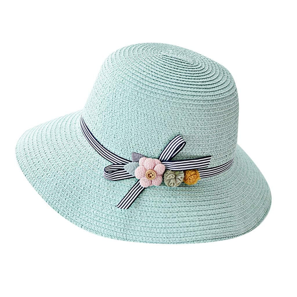 FENSIN Woman Fisherman's Cap Sun Straw Hat Summer Beach Hat Sun Visor Green