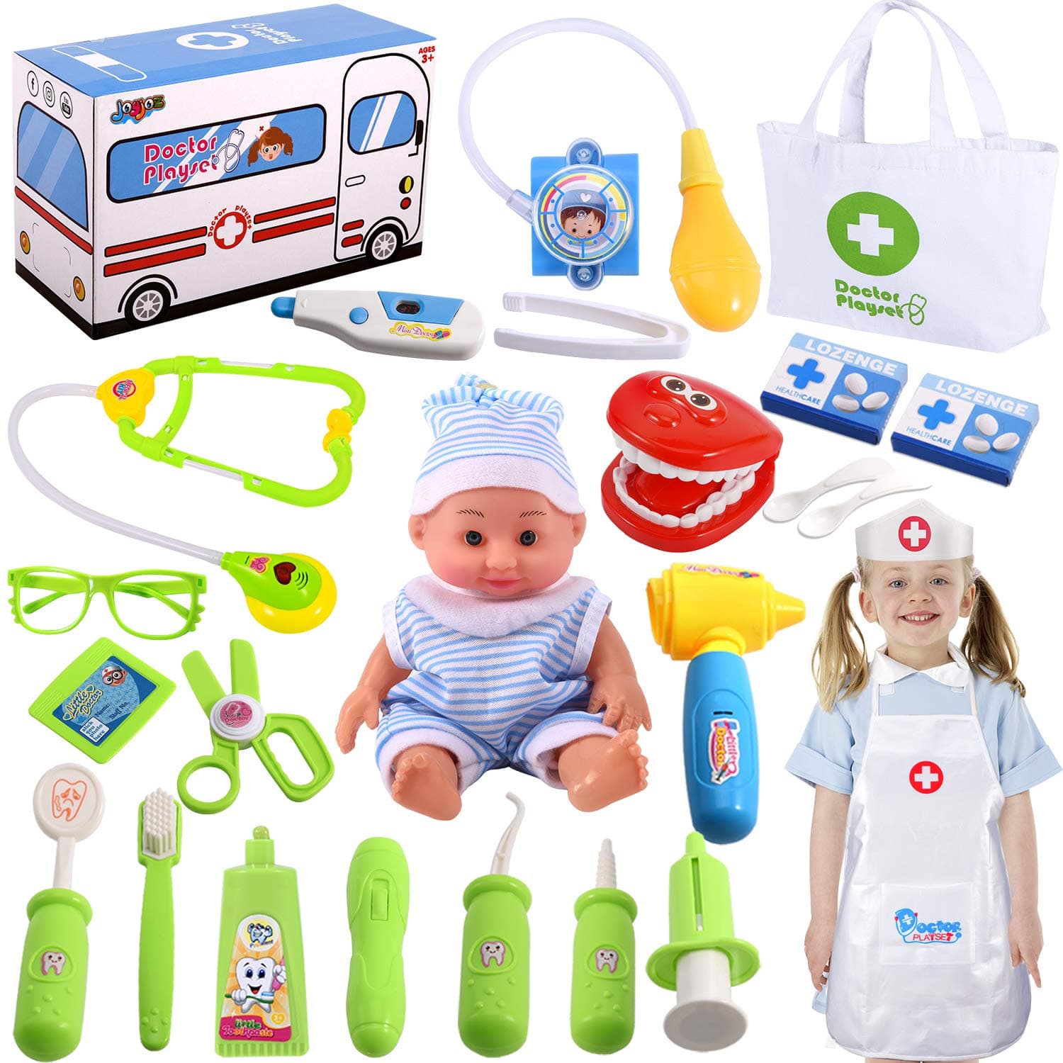 Joyjoz Kids Doctor Set Medical Kit Nurse Dentist Role Play Doctor Toys Educational Gifts For Boys Girls