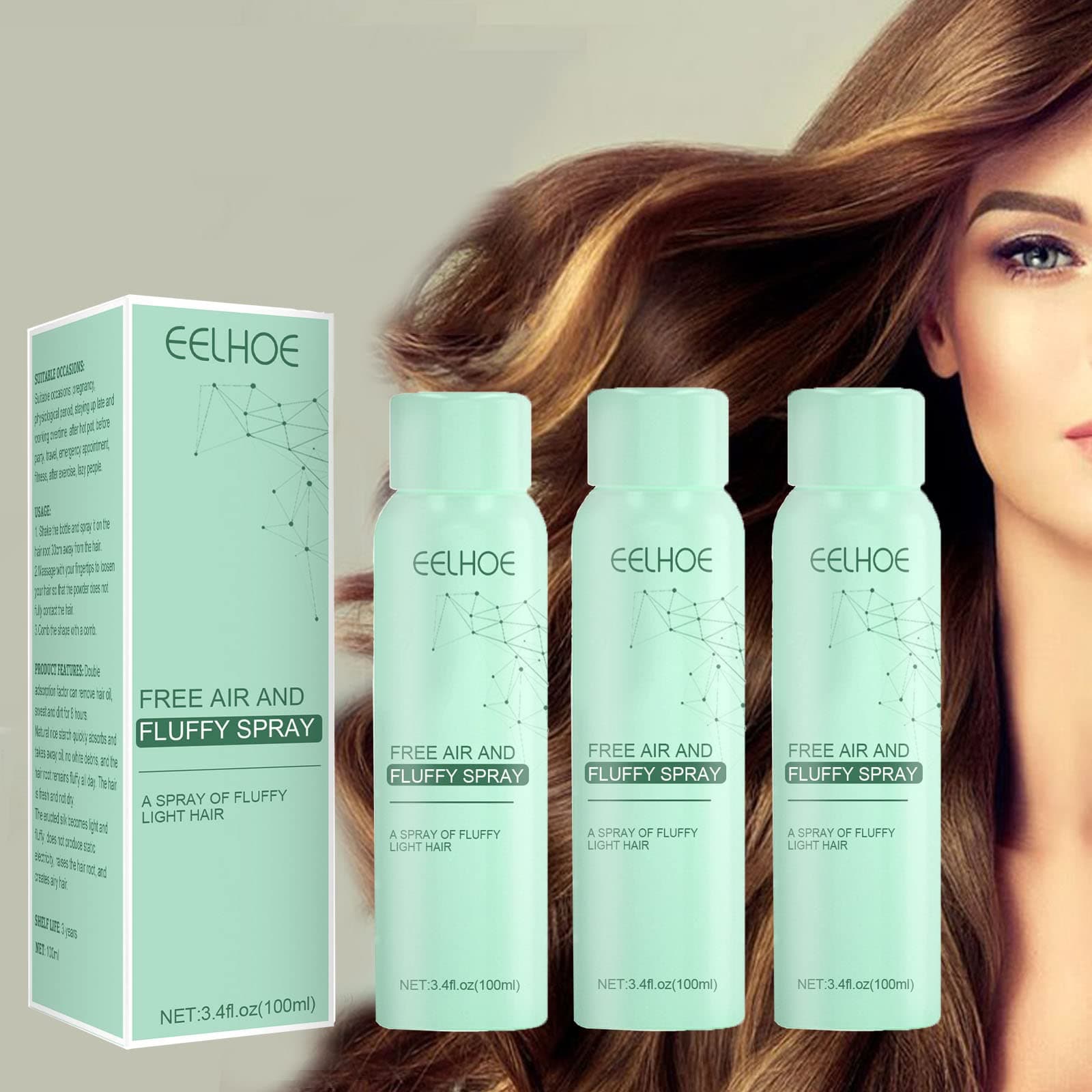 JANGOU Oil-Control Fluffy Volume Lift Hairspray, Leave-In Dry Hair Spray Lazy Oil Control Air-Feeling Fluffy Spray, Remove Greasy Oil Soft Hair, Volumizing Hair Products for All Hair Types