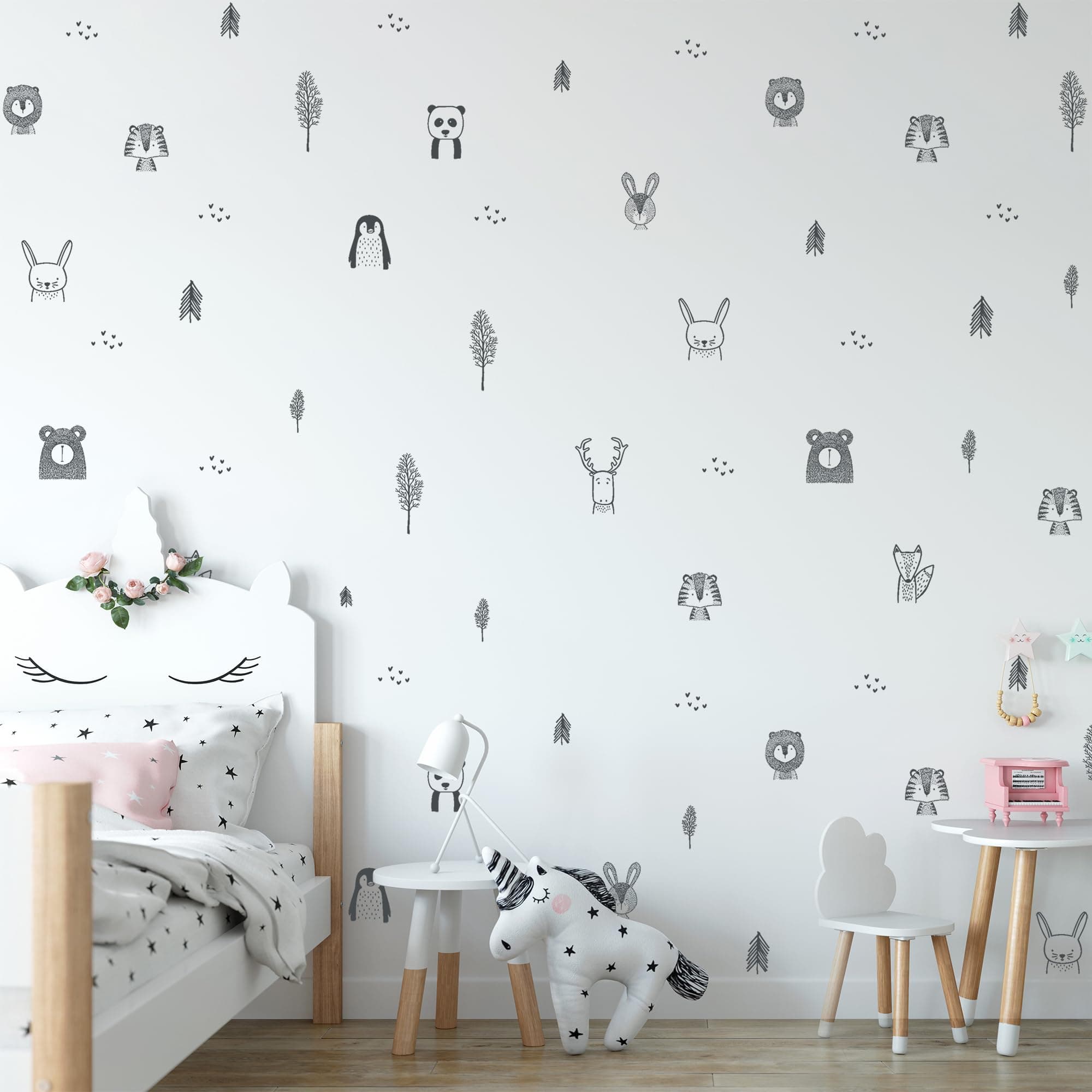 Stylish Animal Wall Stickers - Nursery, Toddler, Kids Jungle Wall Stickers with Adorable Safari Animal Designs. Easy to Apply Baby Wall Stickers. Designed by Parents in The UK