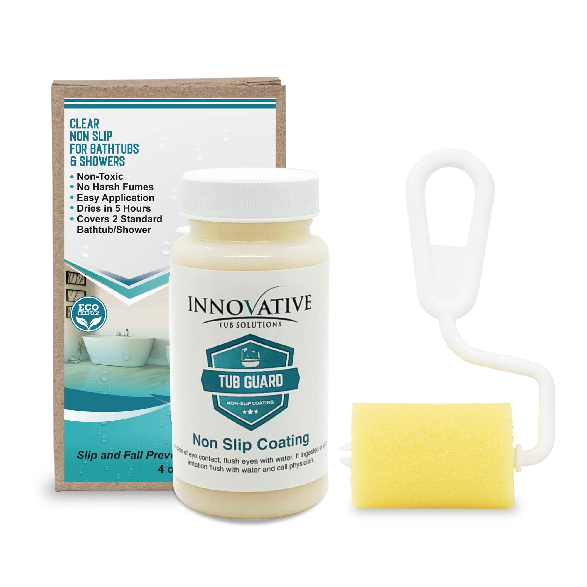 TUB GUARD NON-SLIP COATING Clear Bathtub and Shower Grip Textured Non Slip to Prevent Slips and Falls - 4 oz Size for 2 Bathtubs or Showers