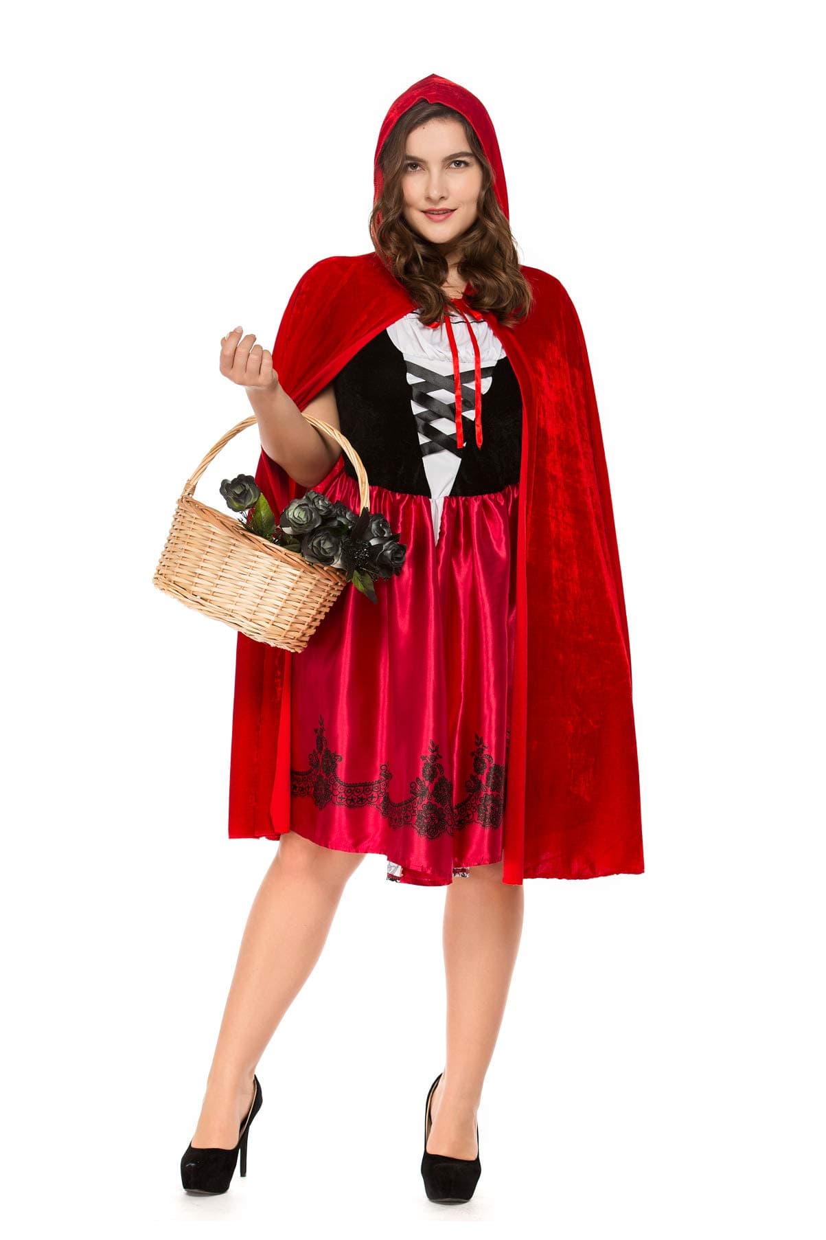 YuStar Women's Little Red Riding Hood Plus-Size Dress Halloween Cosplay Party Fancy Costume
