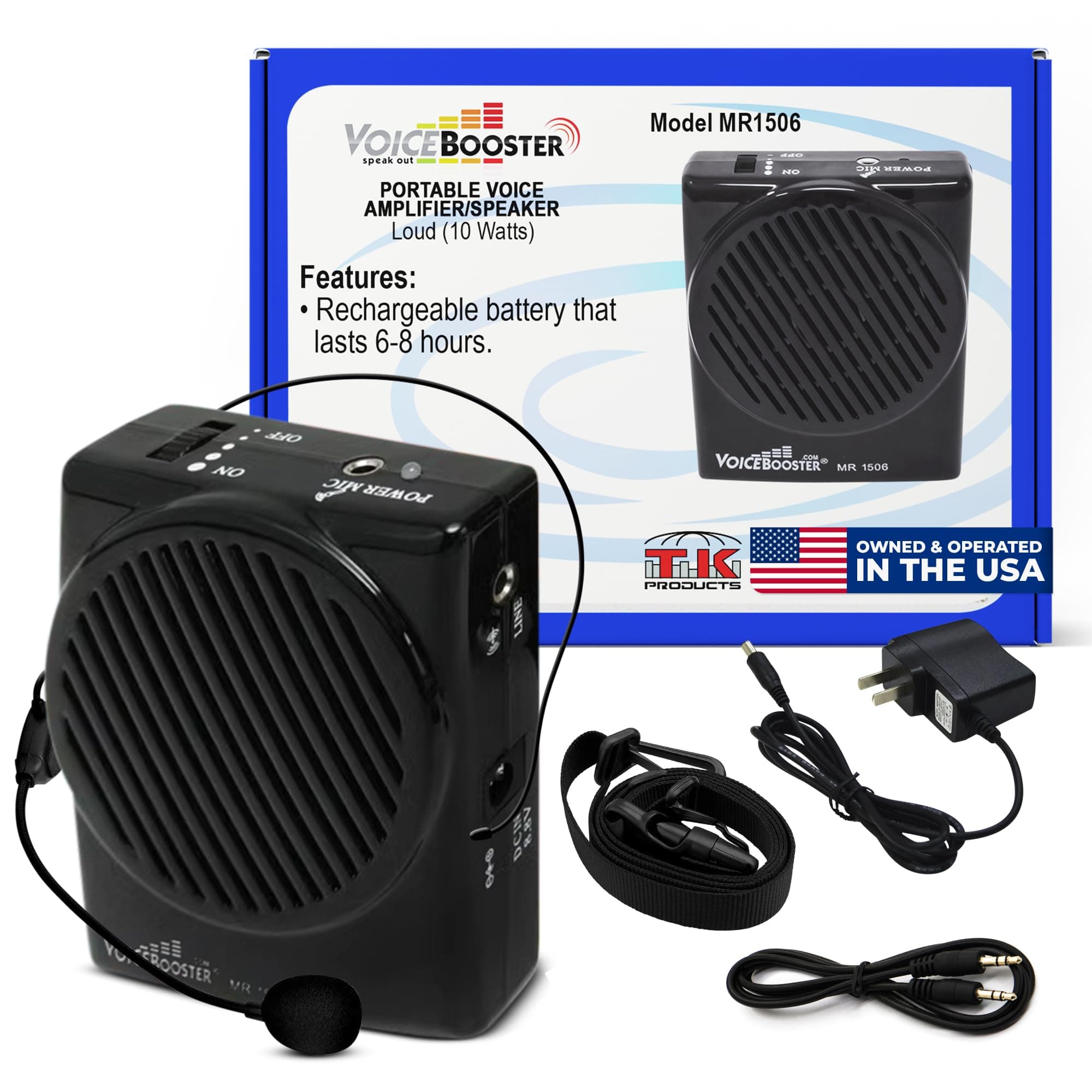Voice Booster VoiceBooster Voice Amplifier 10watts Black MR1506 (Aker) by TK Products, Portable, for Teachers, Coaches, Tour Guides, Presentations, Costumes, Etc.