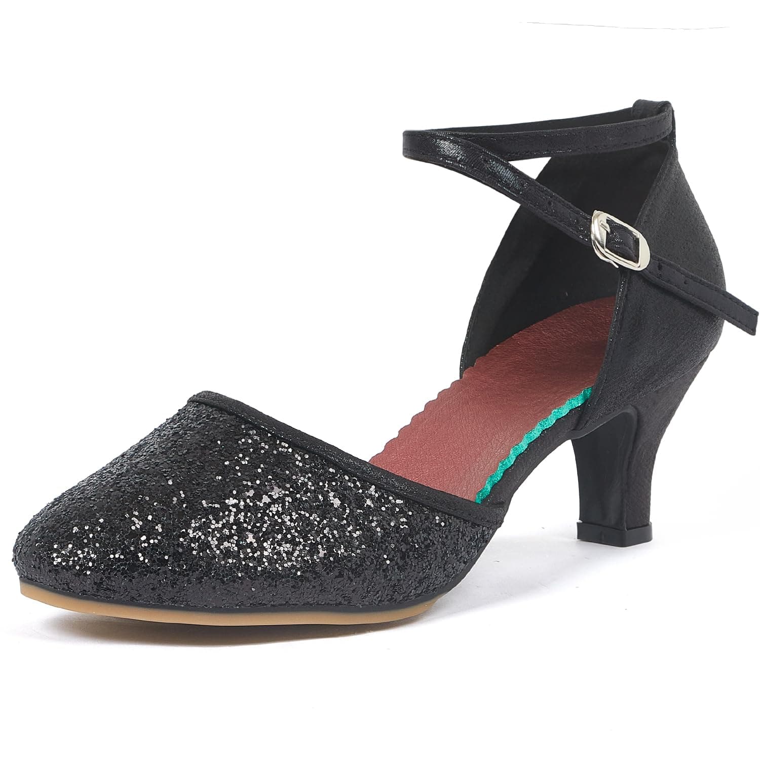 Womens Latin Dance Shoes Heeled Ballroom Salsa Tango Party Sequin Dance Shoes