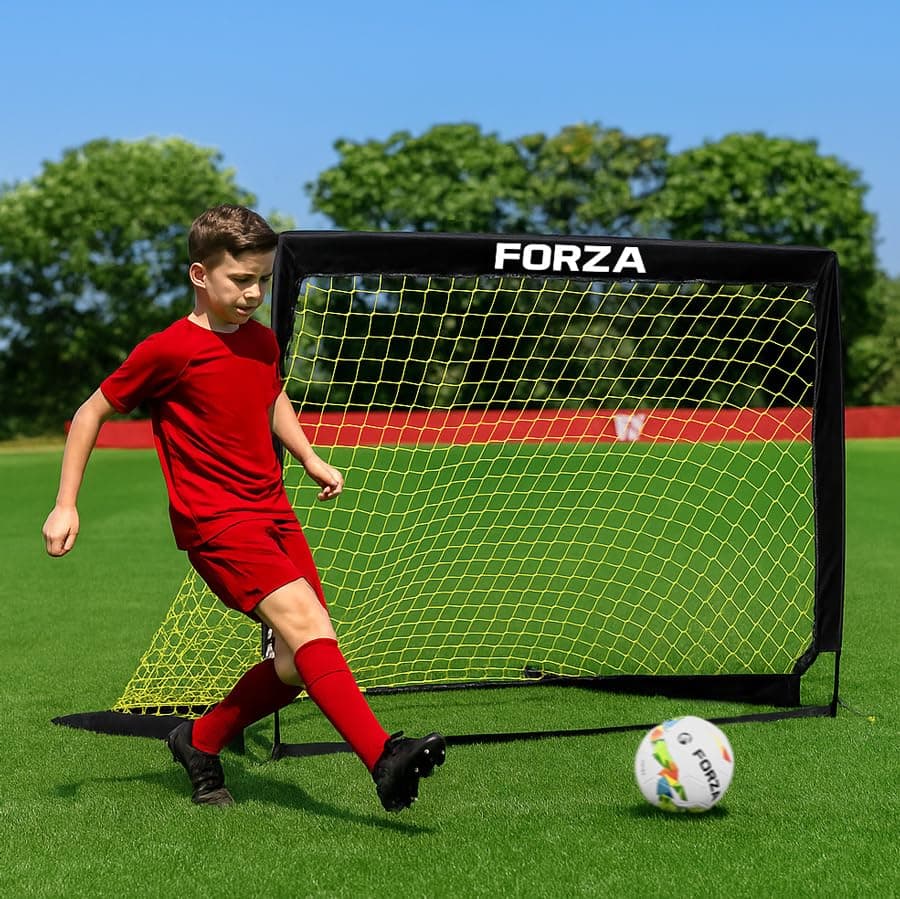 FORZA Square Pop-Up Soccer Goal [4 Sizes] | Portable Goal Posts for Kids Shooting Practice - Pop-Up in Minutes | Single or Pair of Goals