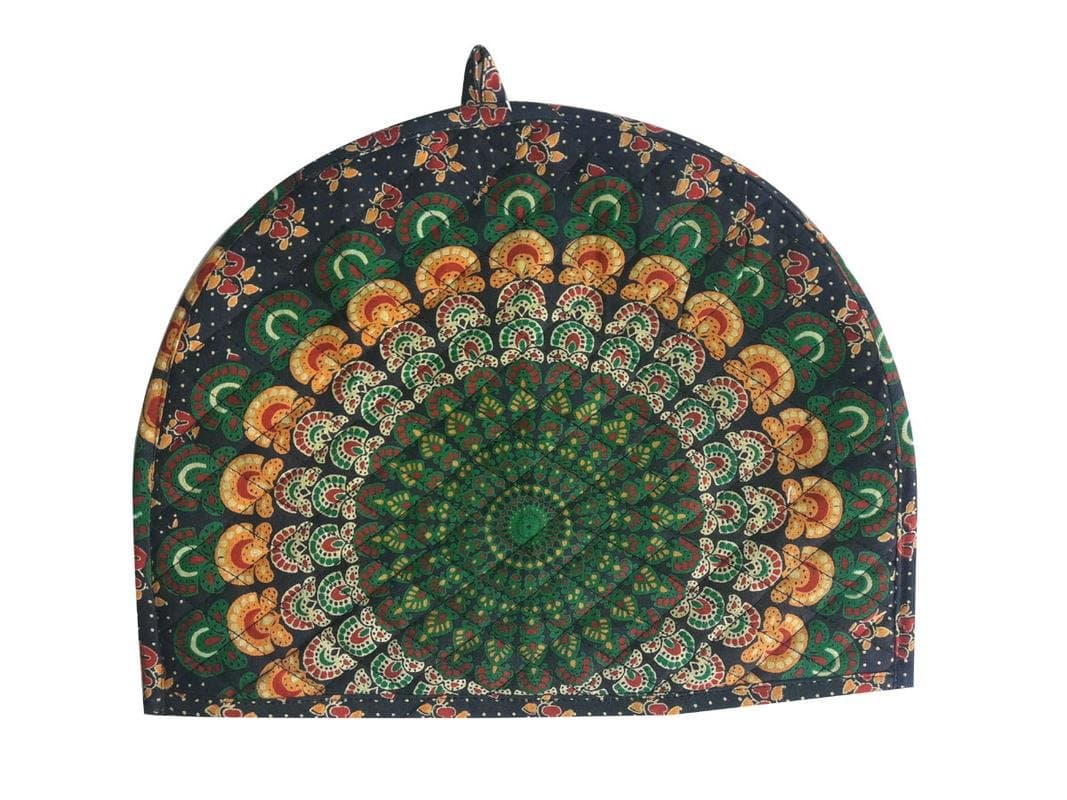 Elephant Printed Mali Kitchen Cart Tea Cosy Tea Pot Cover (Blue Leaf)