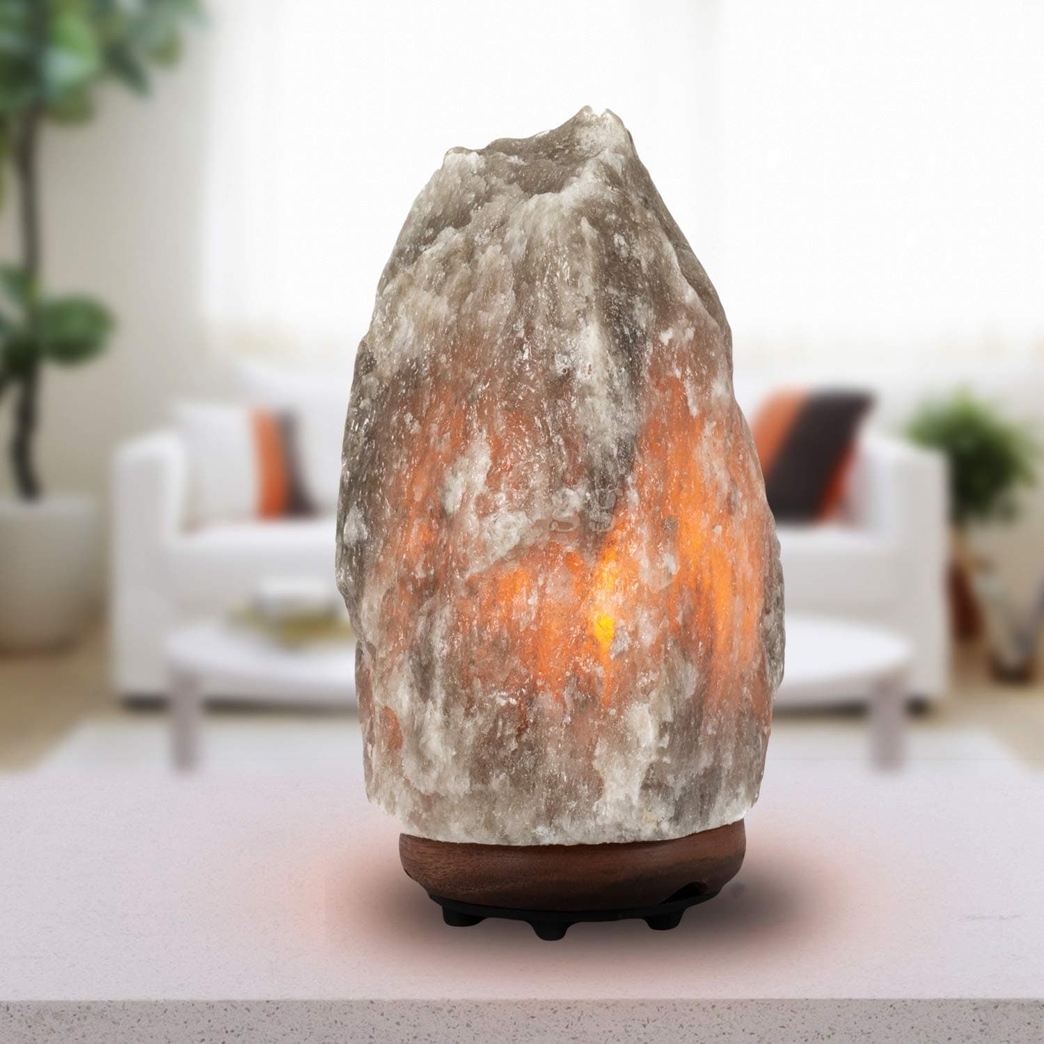 Giggi2-3 KG 100% Natural Himalayan Salt LAMP Rare Grey with ON-Off Switch & Wooden Base, Hand Crafted HIMILAYIAN Salt LAMP Crystal Light Mood Lamps, IONISER Relax Aromatherapy, Gift Pack