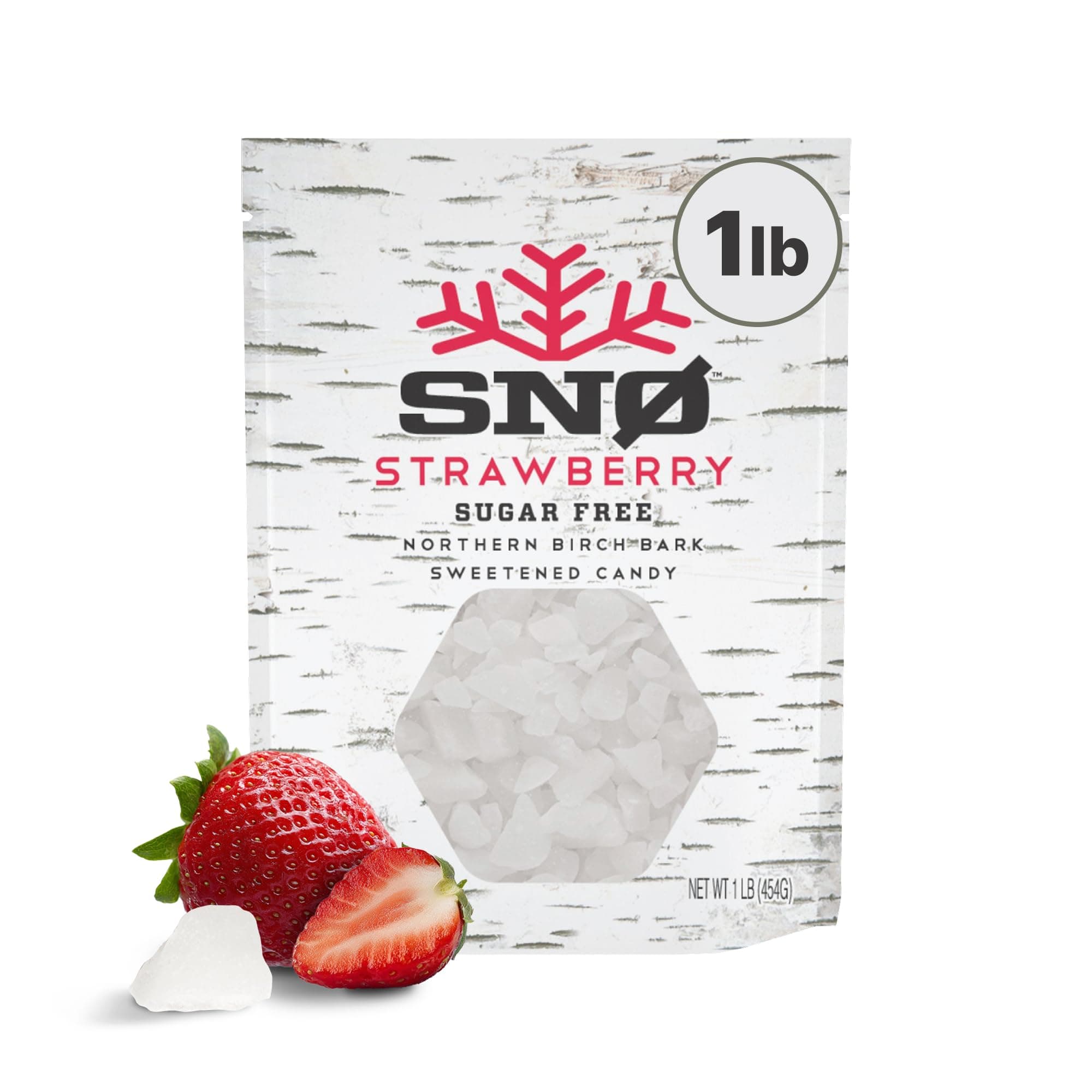 Strawberry Xylitol Candy Chips | Oral Health Support | Pure Birch Xylitol | Sugar-Free, Low-Carb, Diabetic-Friendly | Vegan, Non-GMO, Gluten-Free, Kosher, Keto-friendly (1 LB Bag)