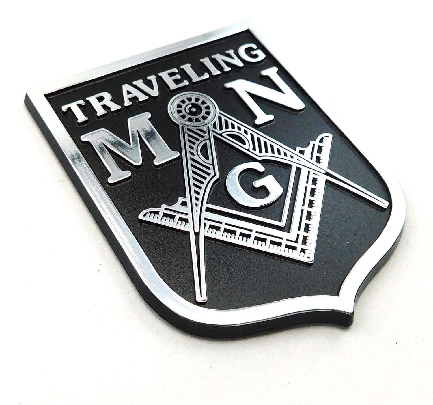 Mason Traveling Man Black Chrome Masonic Plastic car auto Emblem Decal Sticker ManBC